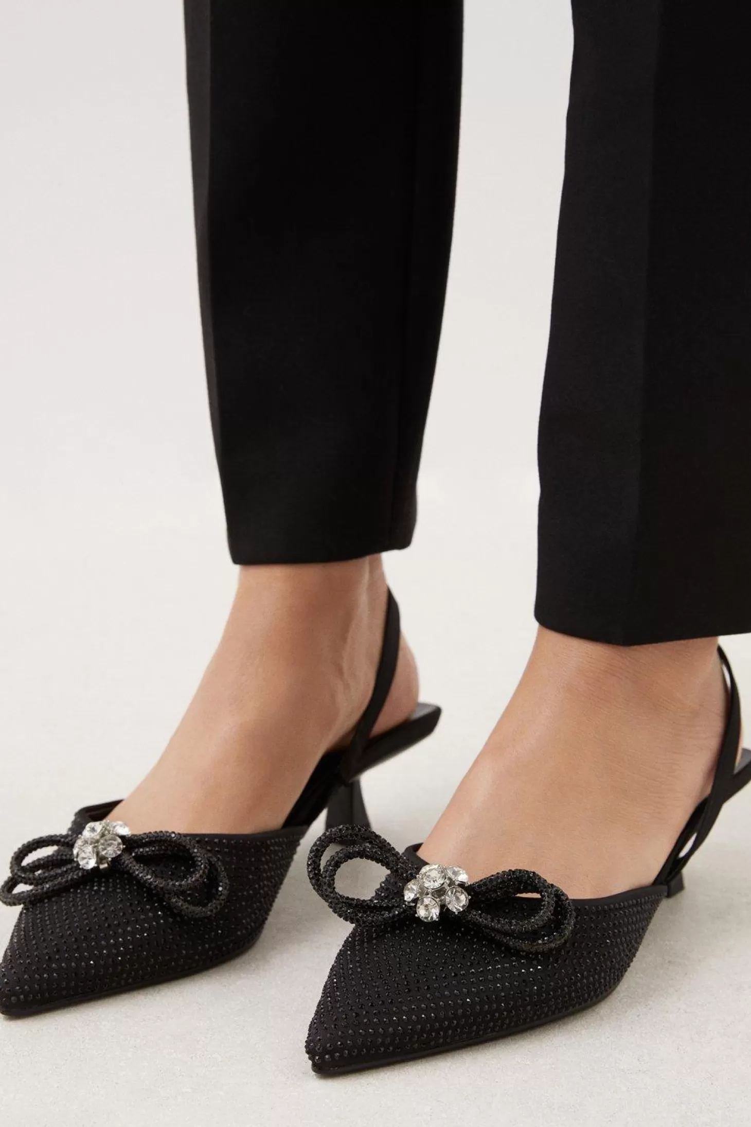 Karen Millen Embellished Bow Detail Low Heel