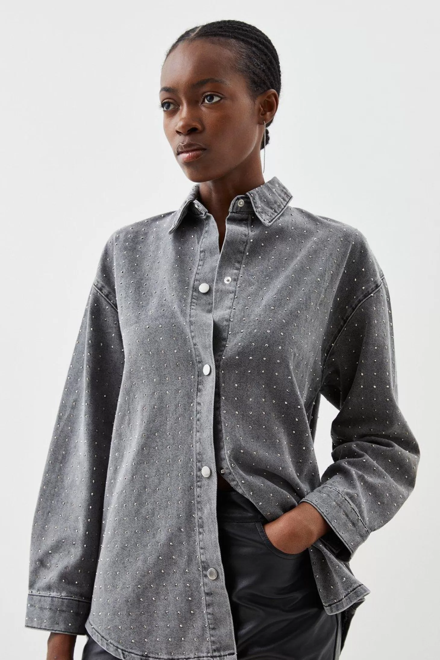 Karen Millen Embellished Denim Shirt