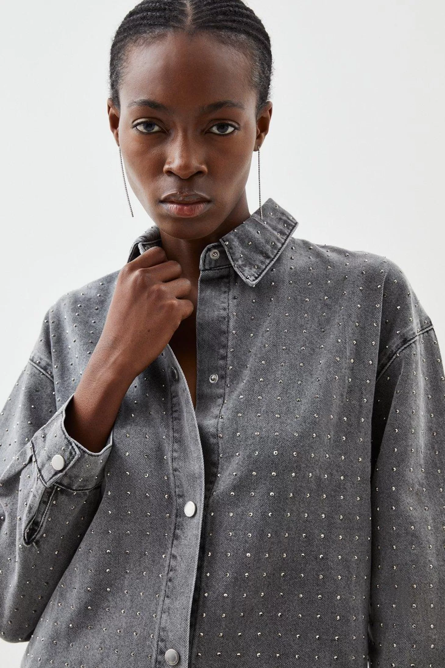 Karen Millen Embellished Denim Shirt