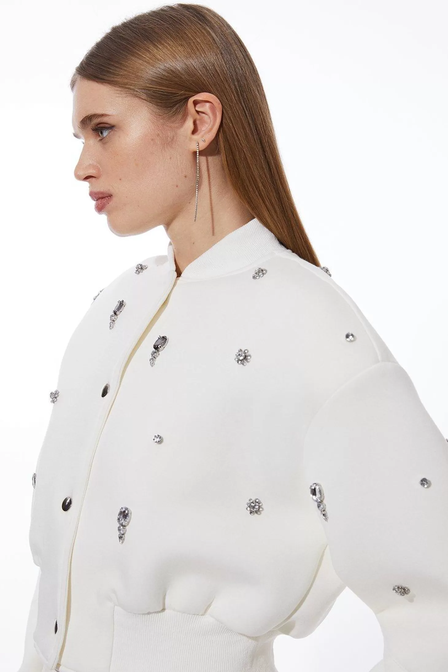 Karen Millen Embellished Jersey Scuba Bomber