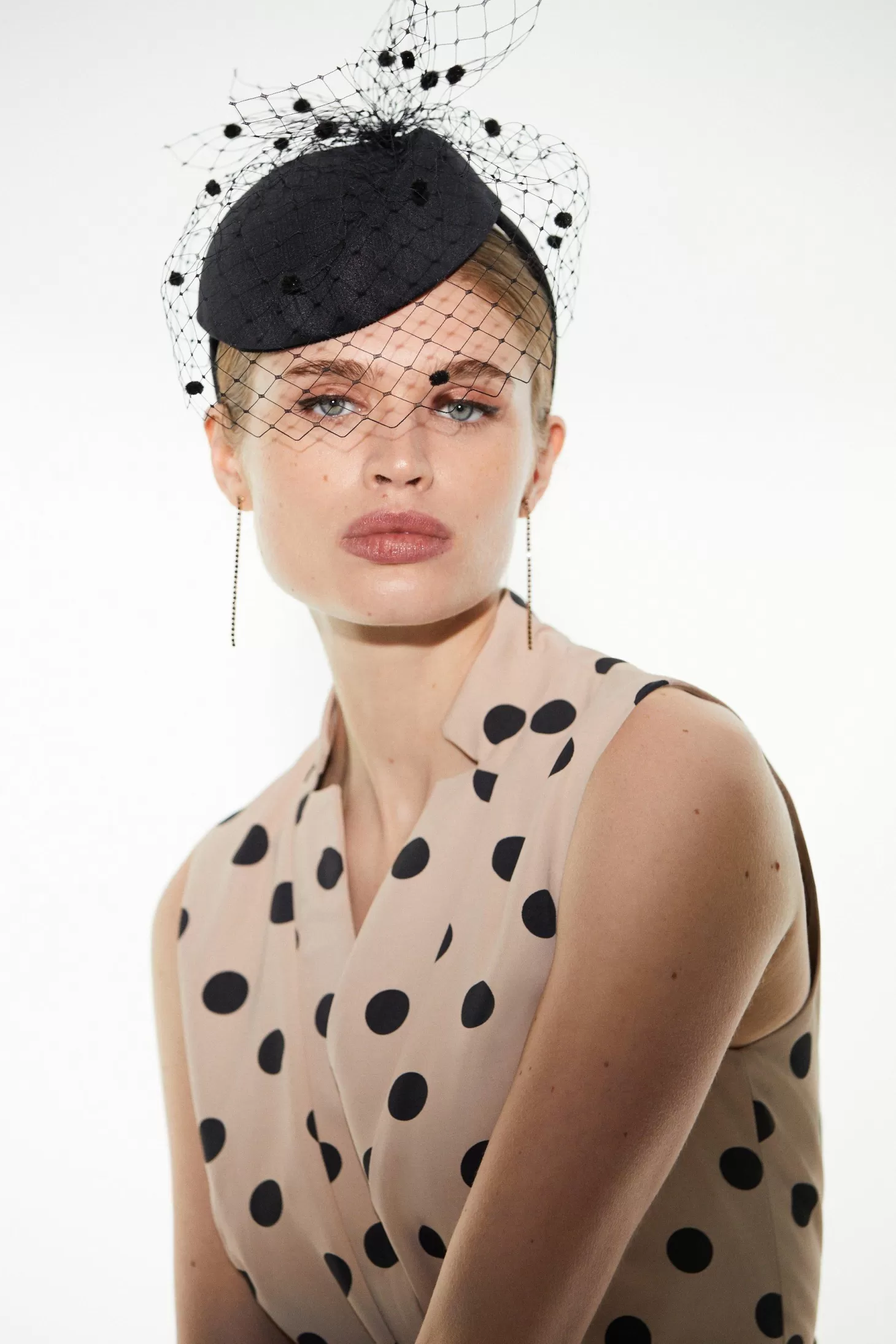 Karen Millen Emily-London Spot Veil Pillbox Hat