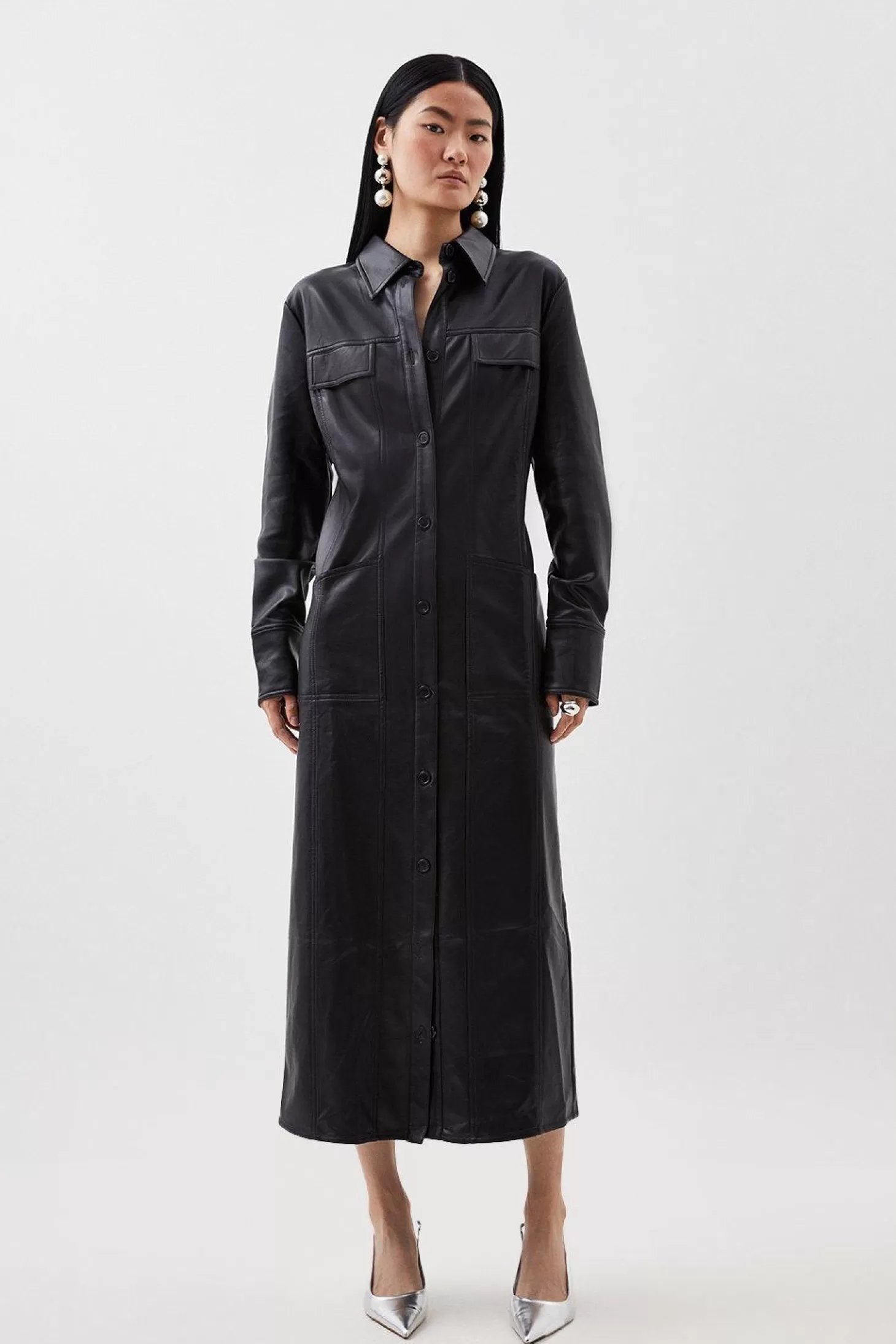 Karen Millen Faux Leather Western Coat