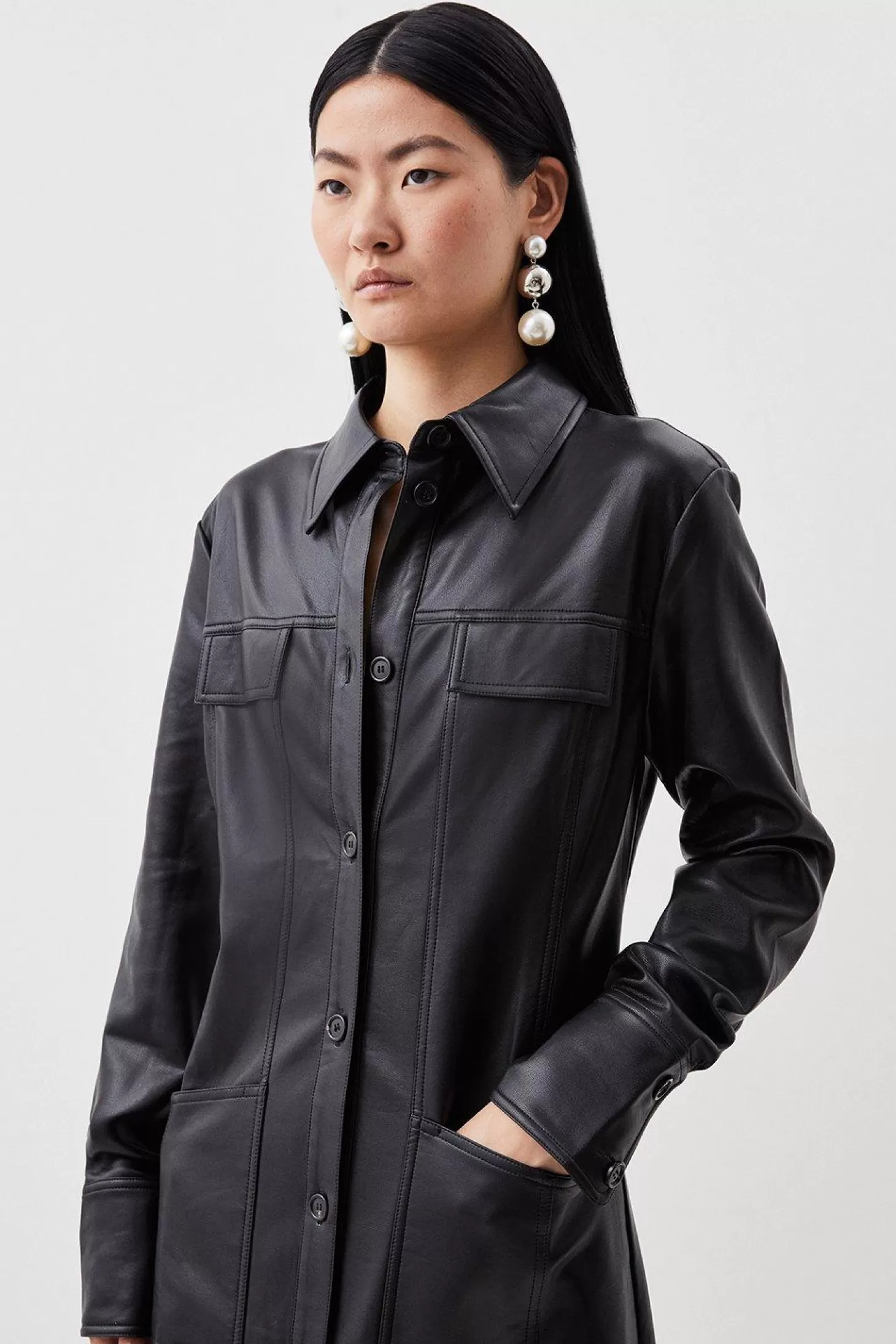 Karen Millen Faux Leather Western Coat