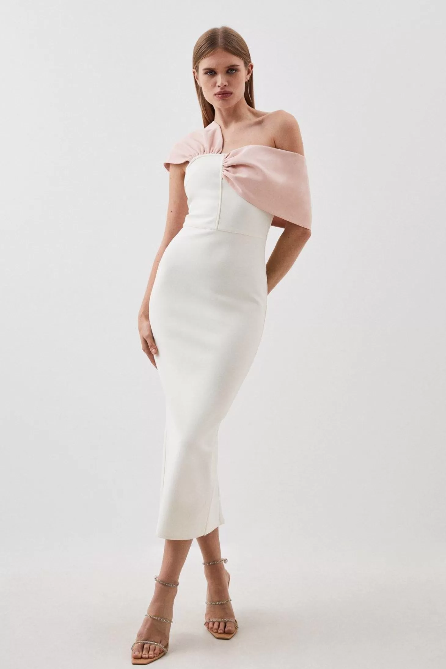 Karen Millen Figure Form Bandage Asymmetric Strap Knit Midi Dress