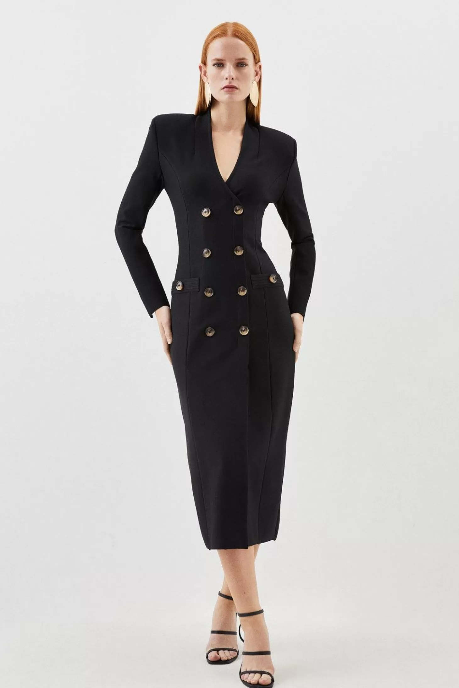 Karen Millen Figure Form Bandage Blazer Style Knit Midi Dress