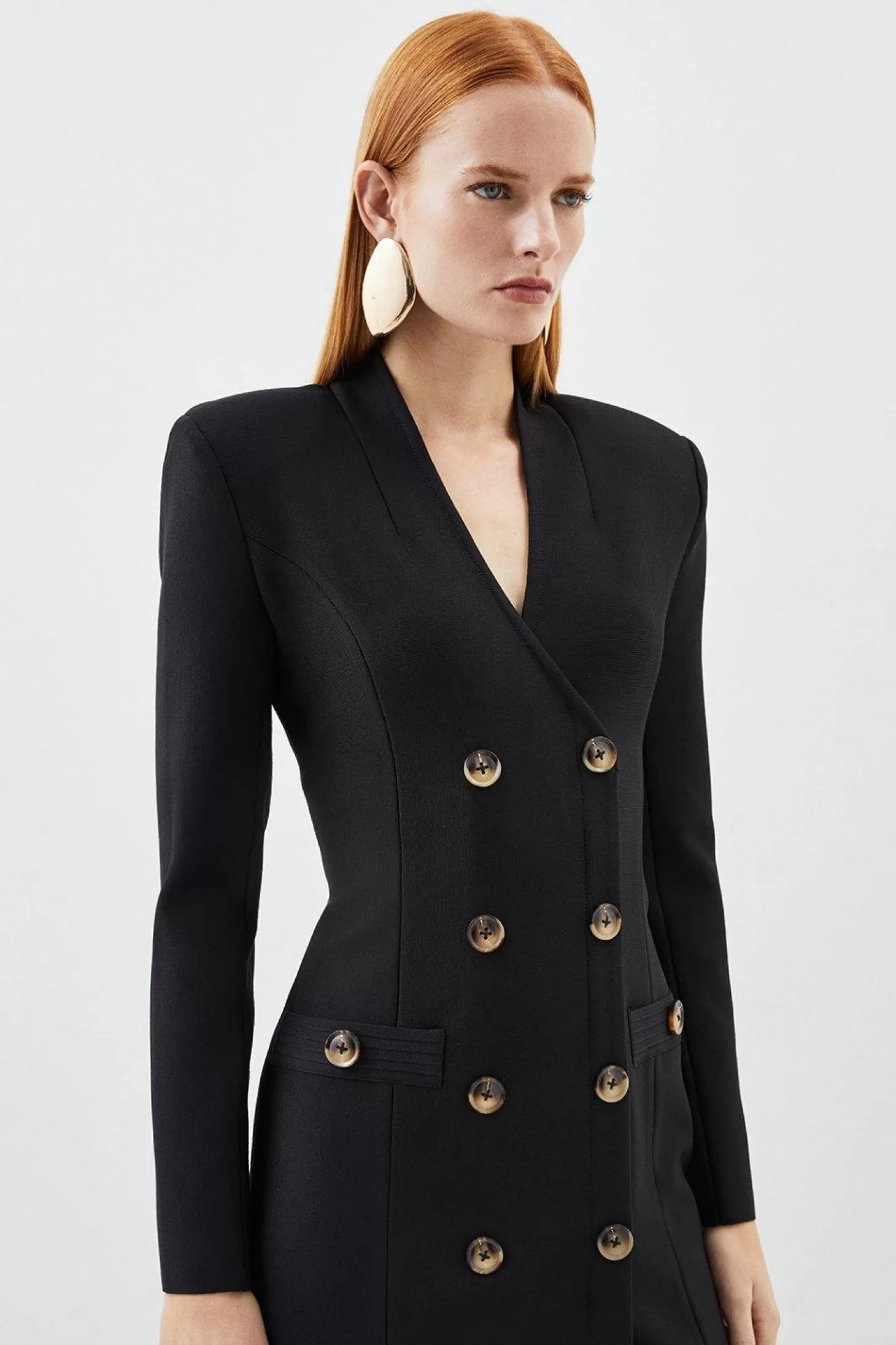 Karen Millen Figure Form Bandage Blazer Style Knit Midi Dress