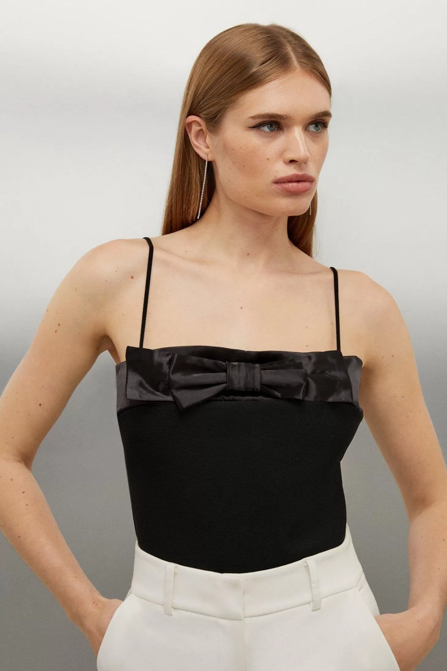 Karen Millen Figure Form Bandage Bow Detail Knit Cami