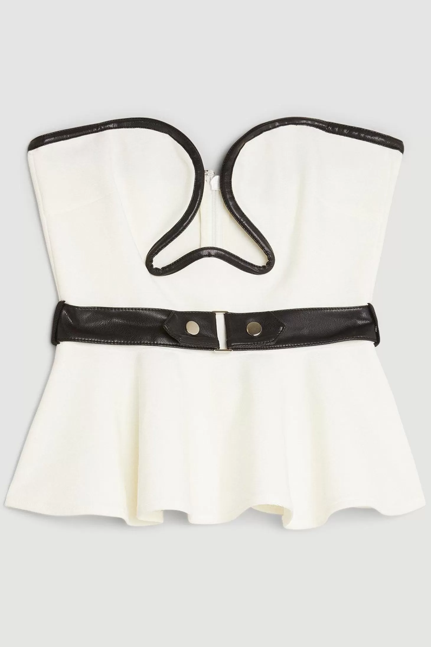 Karen Millen Figure Form Bandage Corset Style Knit Peplum Top
