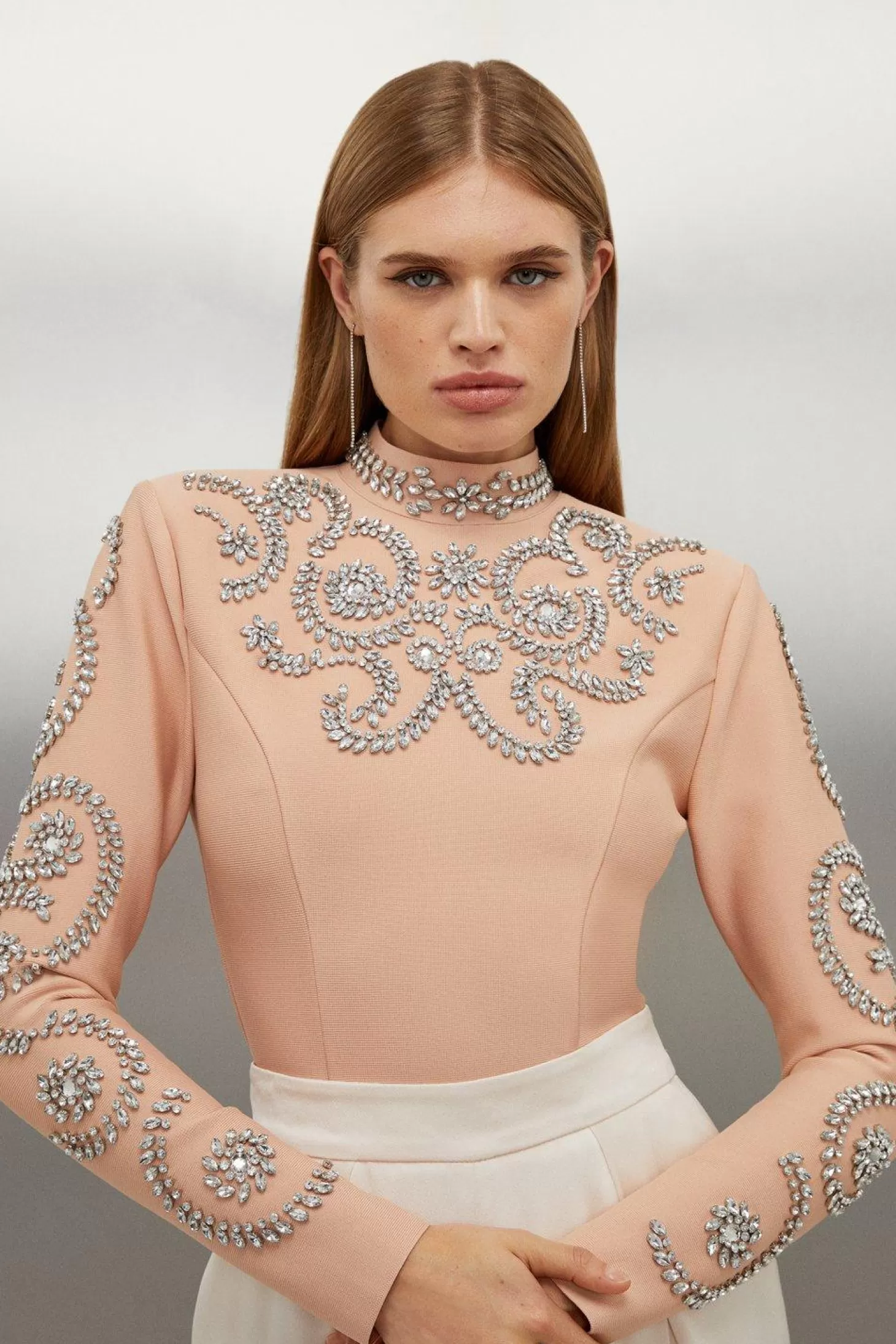 Karen Millen Figure Form Bandage Embellished Knit Top