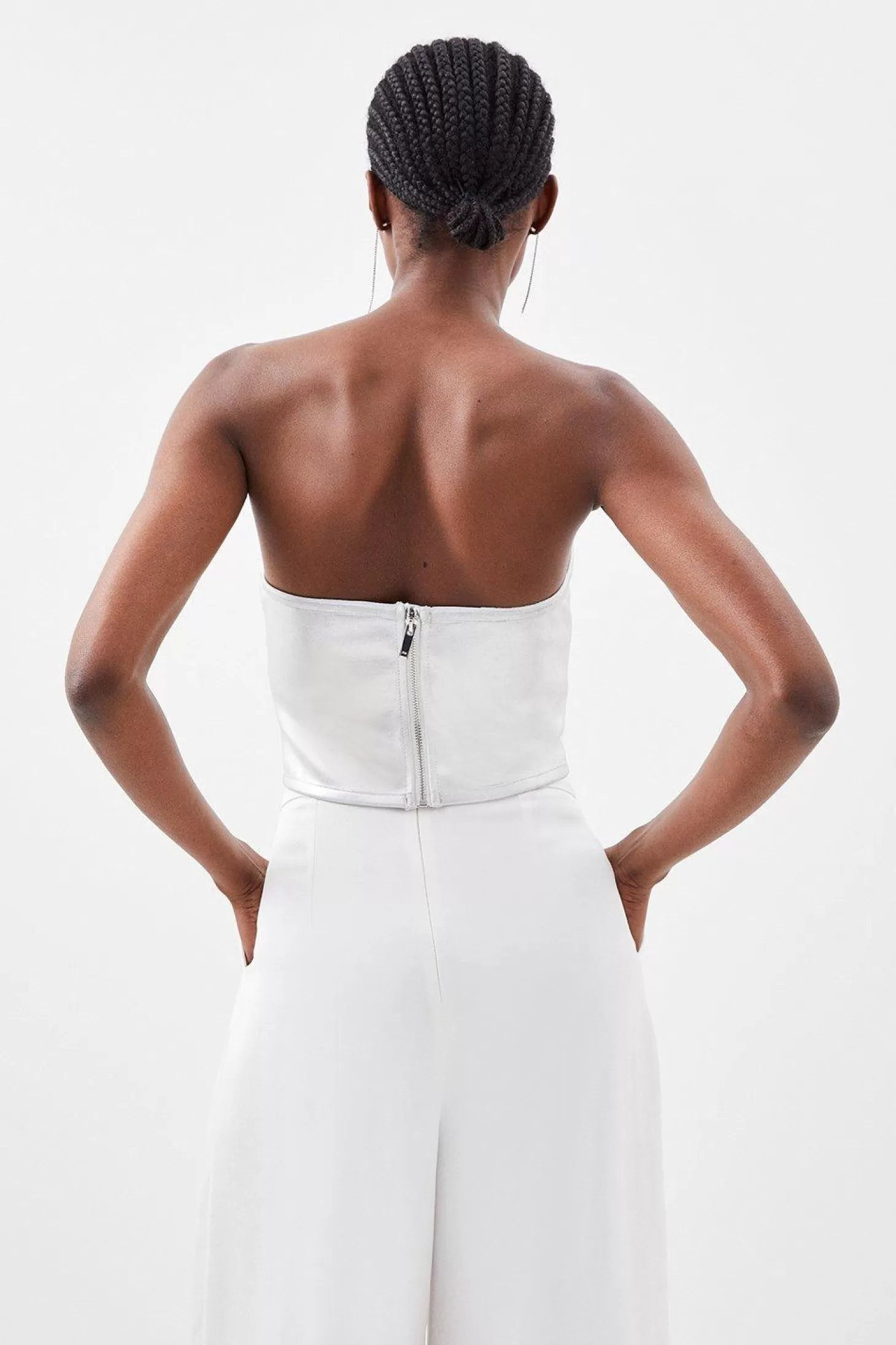 Karen Millen Figure Form Bandage Foiled Knit Corset Detail Top