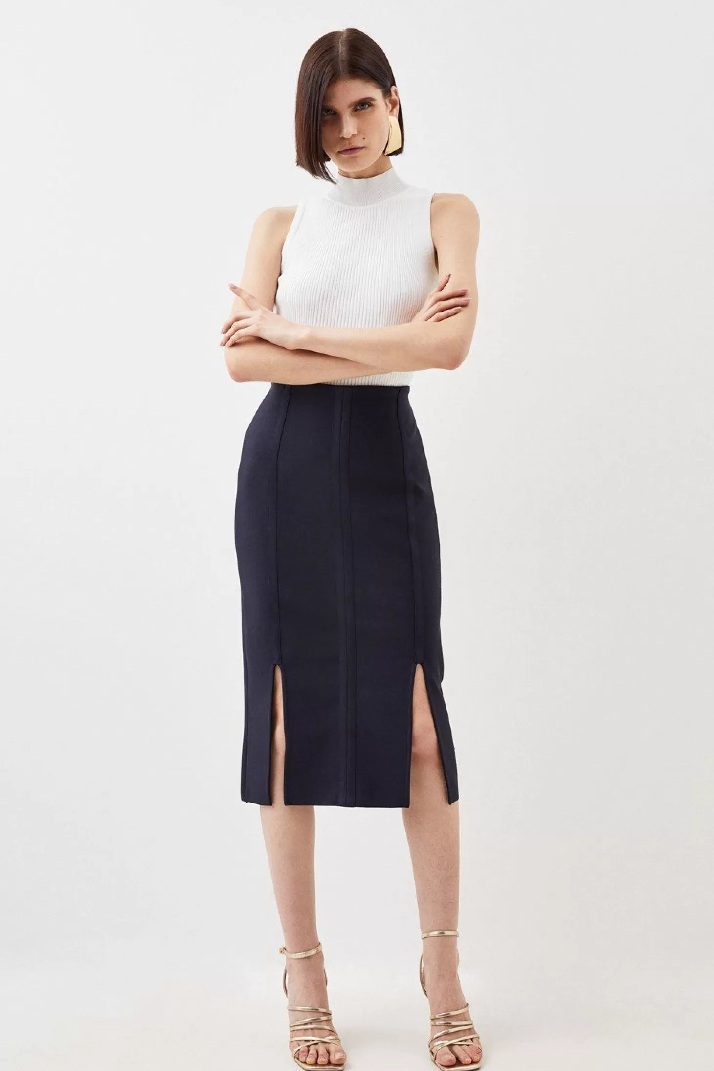 Karen Millen Figure Form Bandage Knit Midi Skirt