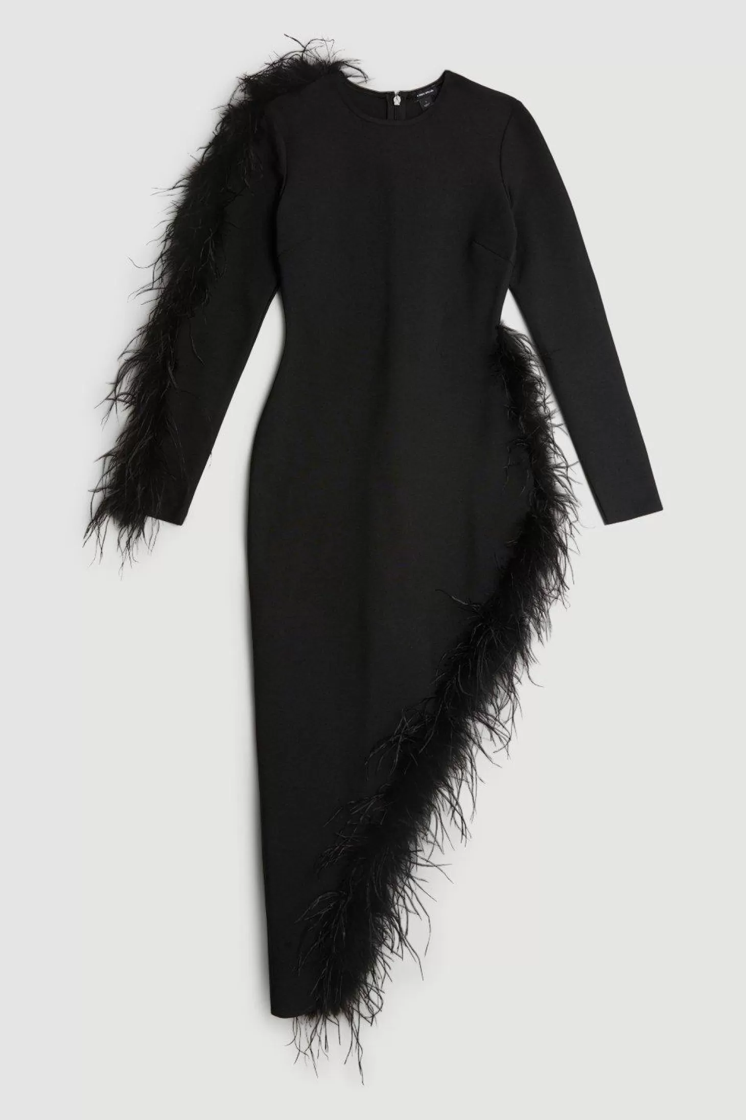 Karen Millen Figure Form Bandage Knit Split Feather Hem Maxi Dress