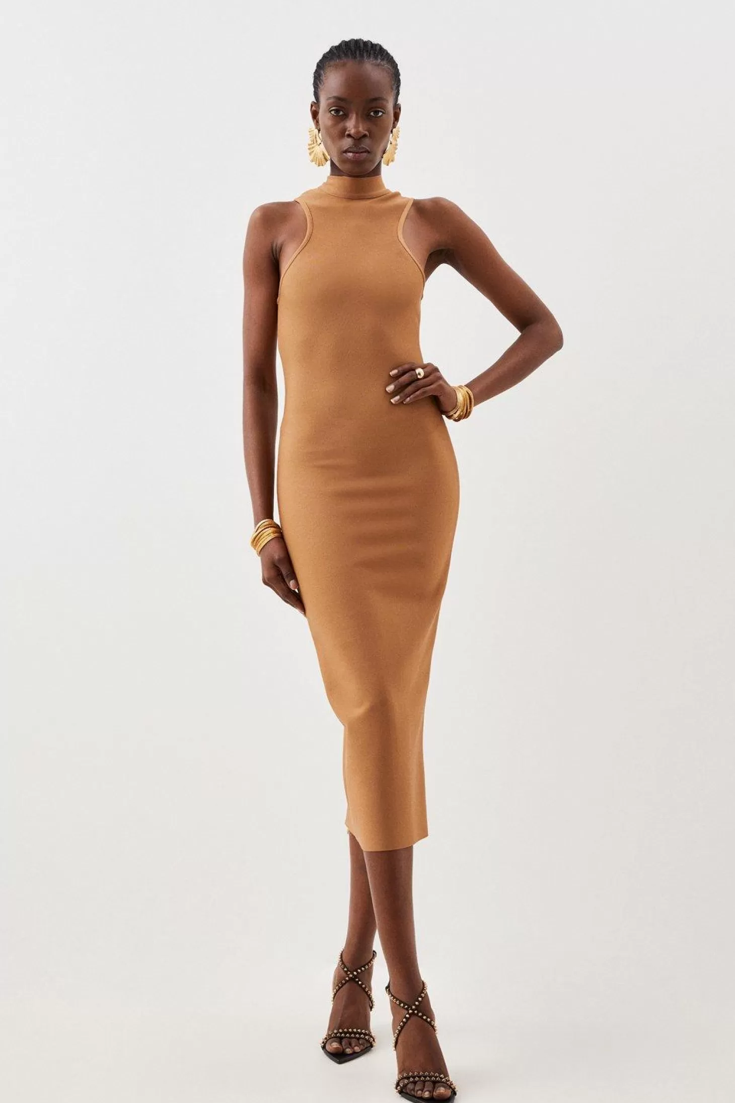 Karen Millen Figure Form Bandage Racer Style Knit Midaxi Dress