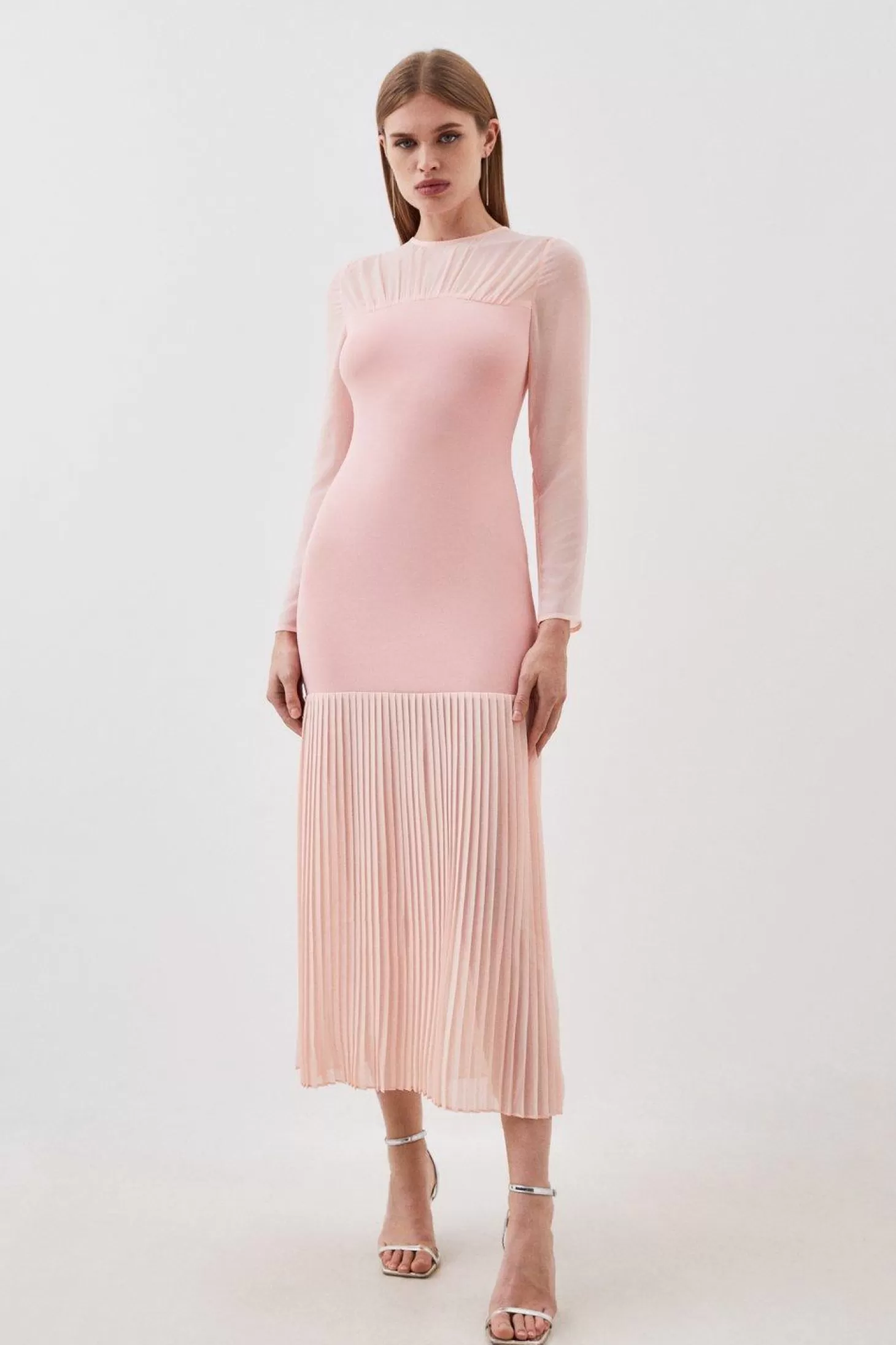 Karen Millen Figure Form Woven Bandage Knit Mix Dress