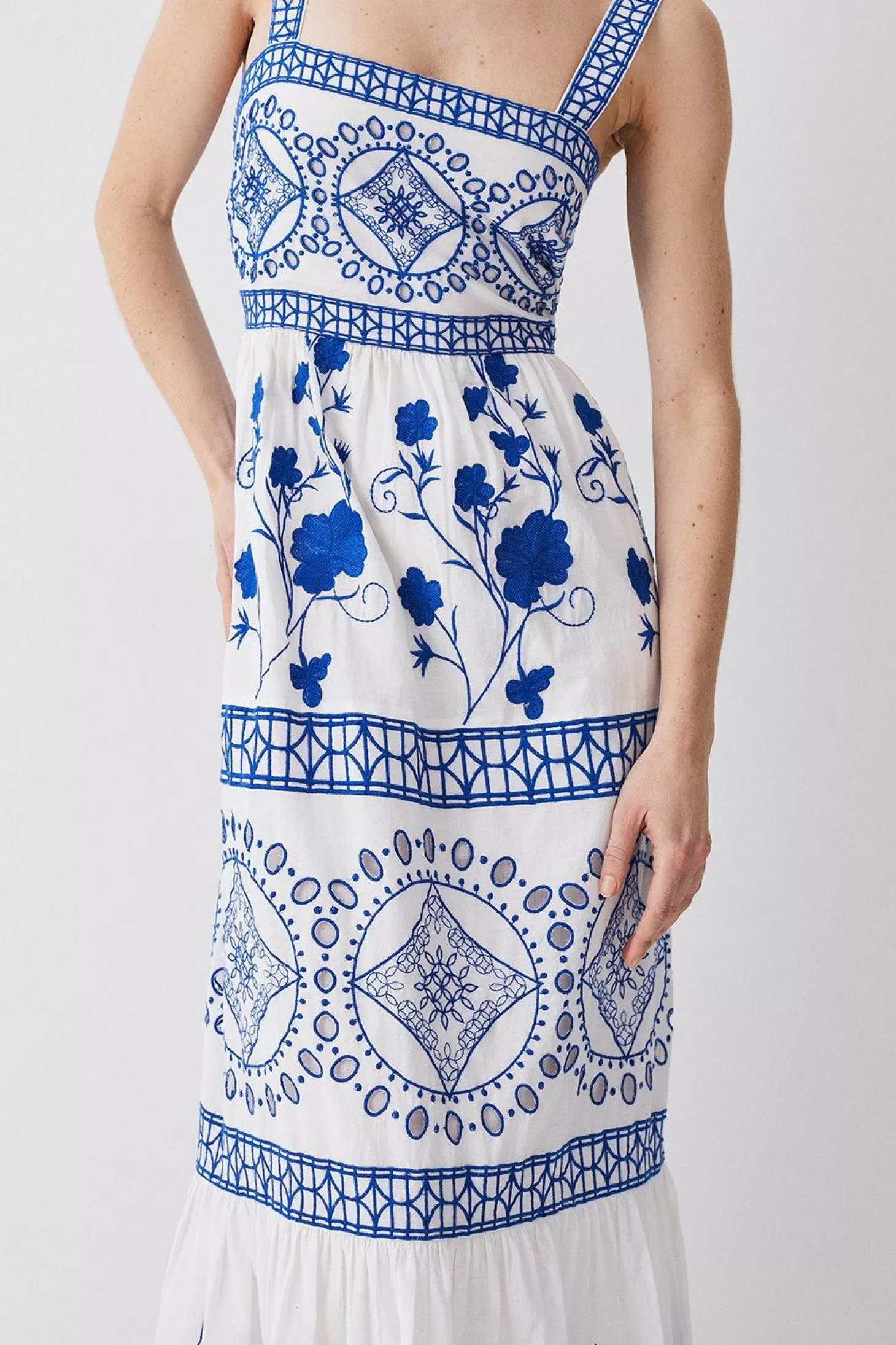 Karen Millen Floral & Geo Embroidered Woven Midaxi