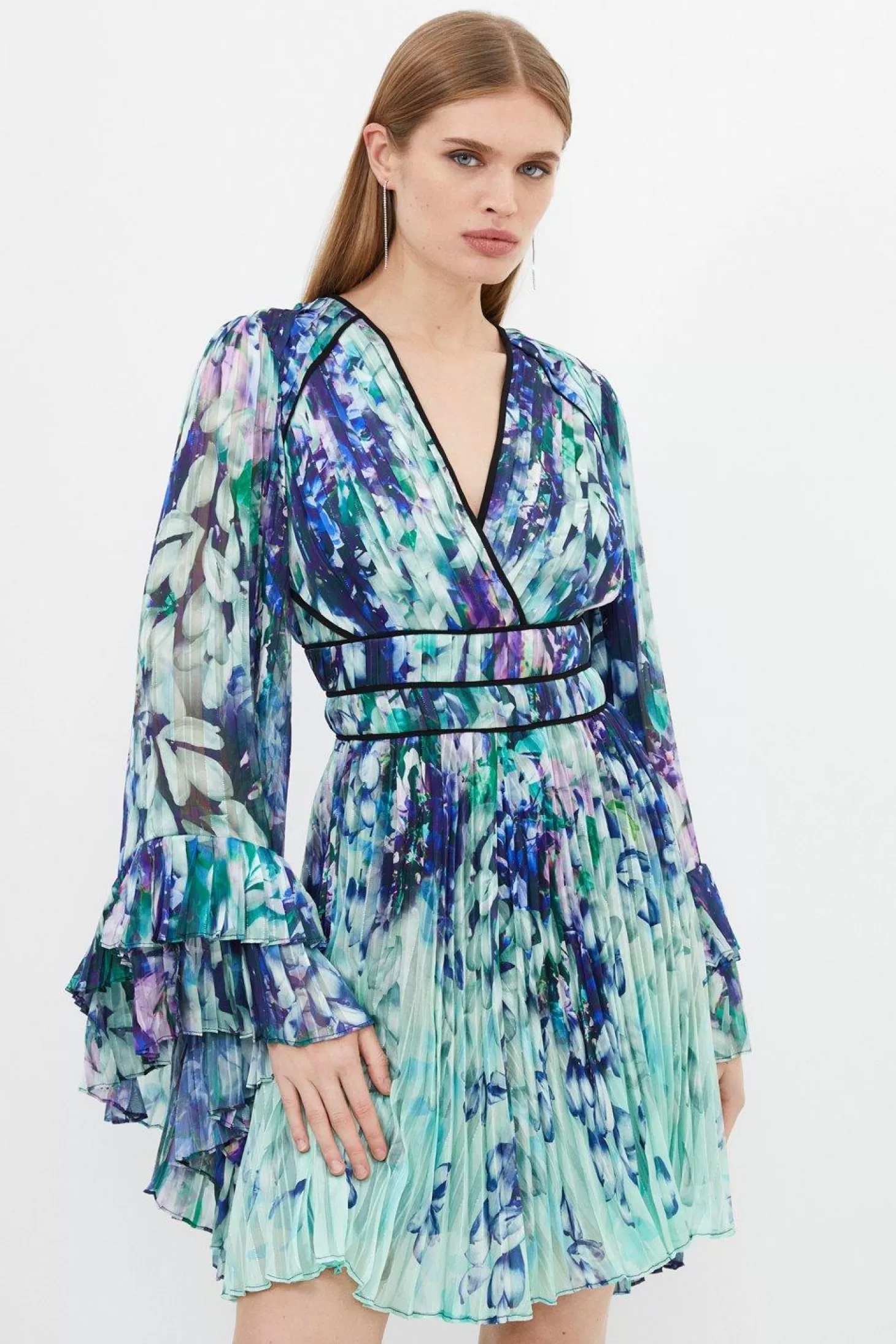 Karen Millen Floral Drama Kimono Woven Midi Dress