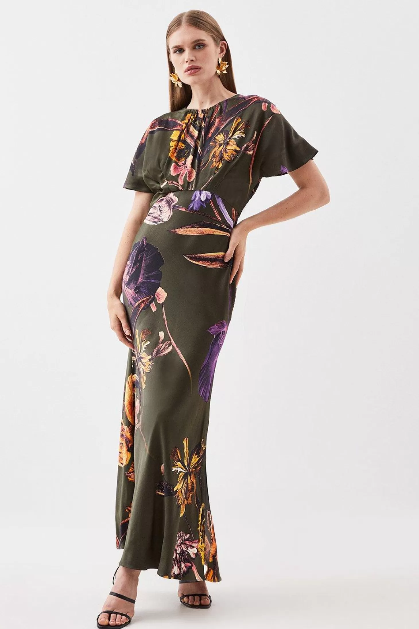 Karen Millen Satin Woven Crepe Maxi Dress