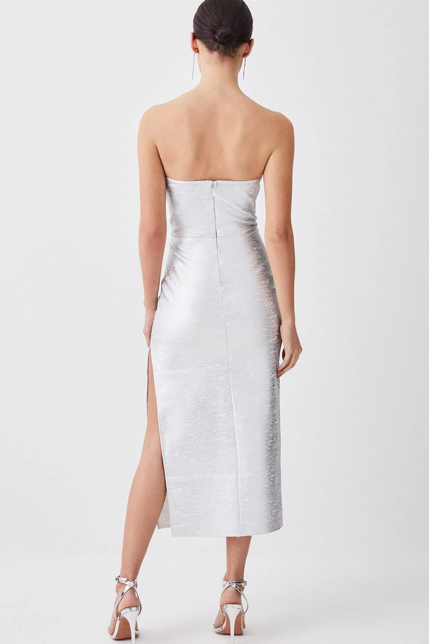 Karen Millen Foiled Bandage Corset Detail Knit Midi Dress