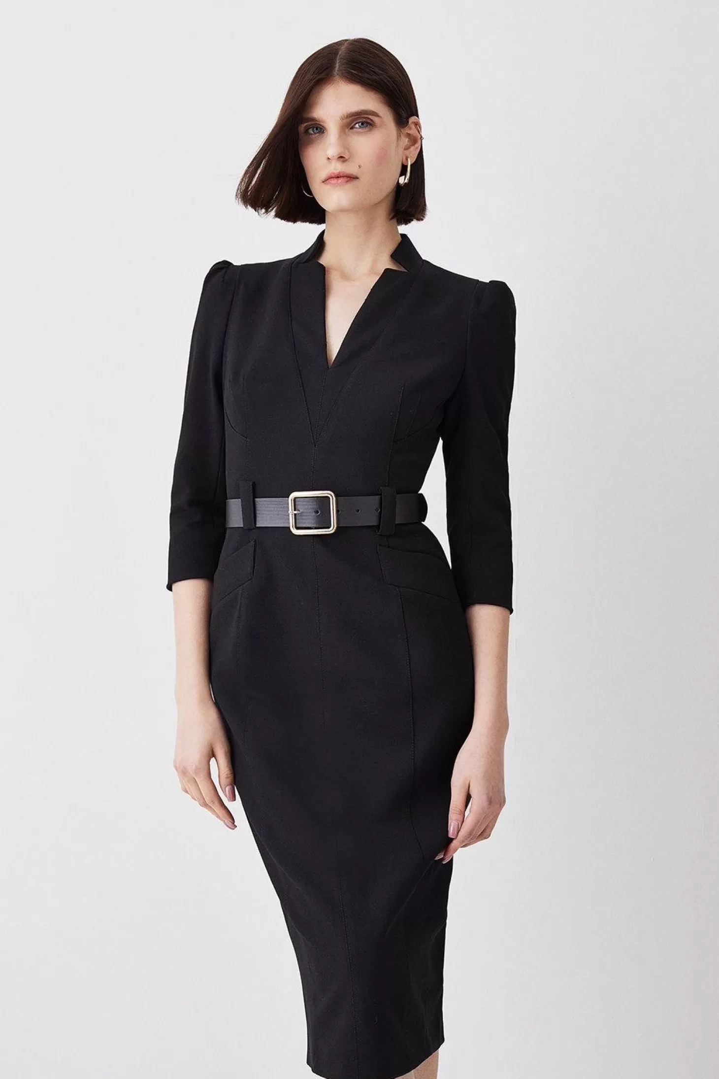 Karen Millen Forever Belted Midi Pencil Dress