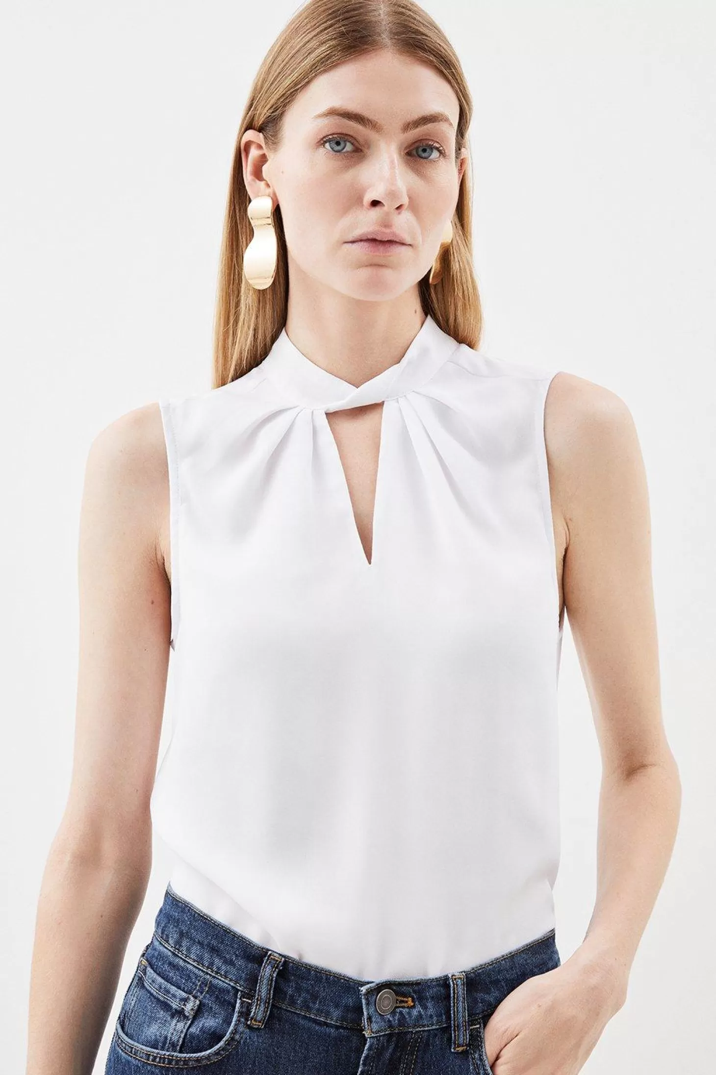 Karen Millen Georgette Notch Neck Woven Blouse