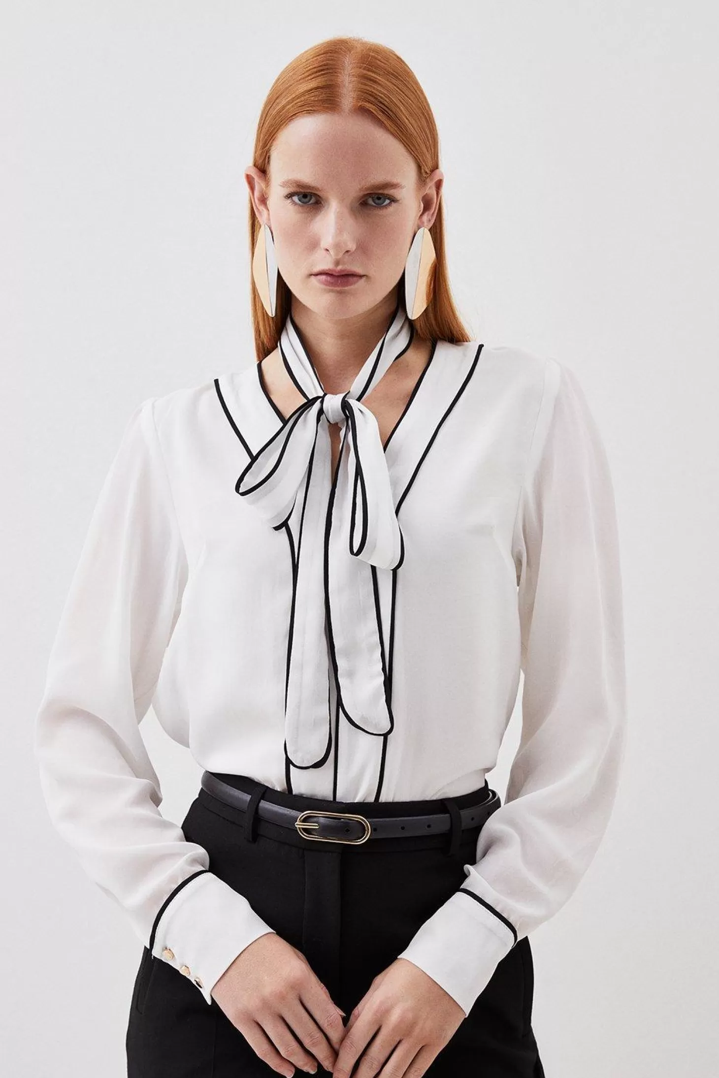 Karen Millen Georgette Woven Top With Piping Detail