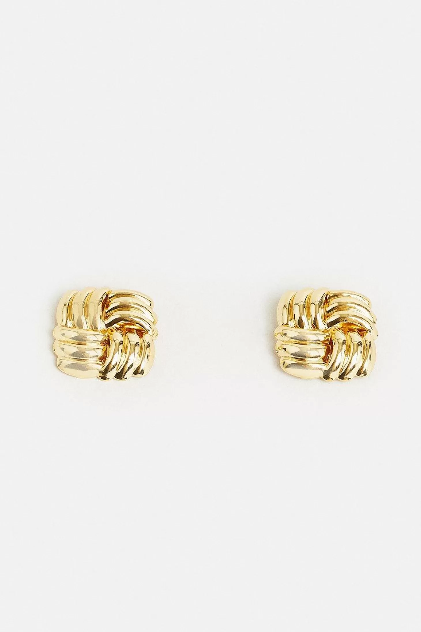 Karen Millen Plated Quilted Stud Earrings