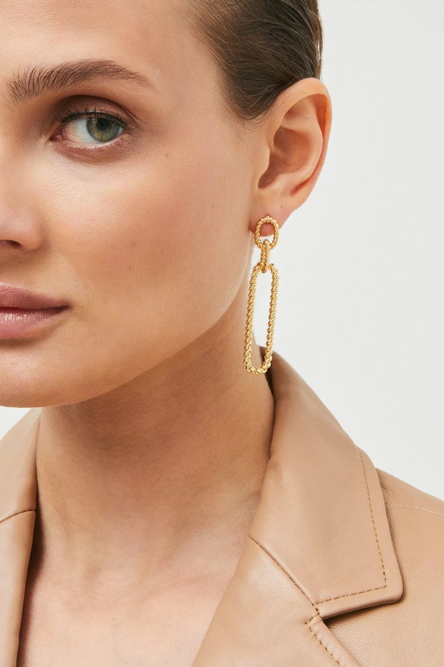 Karen Millen Plated Twisted Drop Earrings