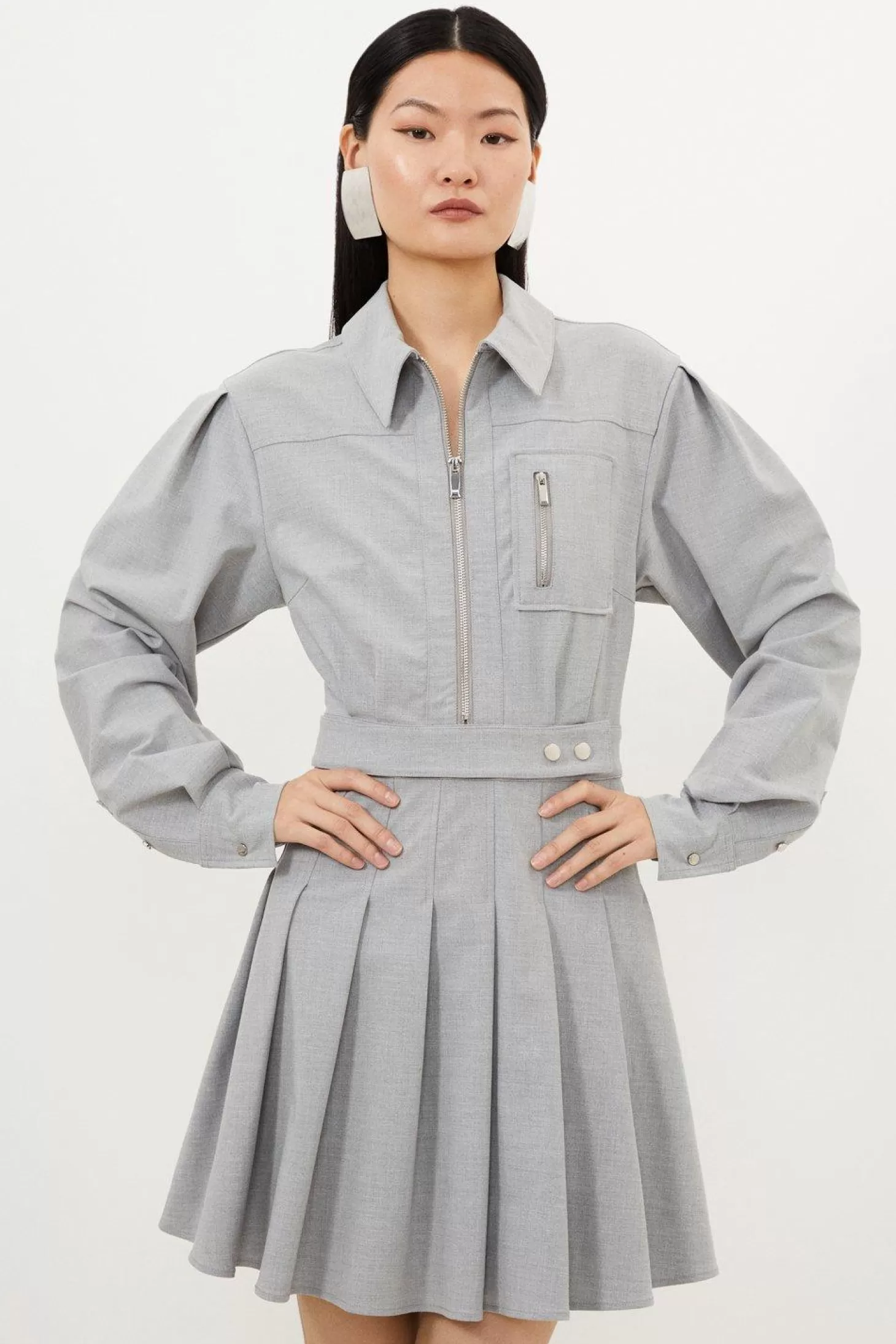 Karen Millen Wool Mix Shirt Mini Dress