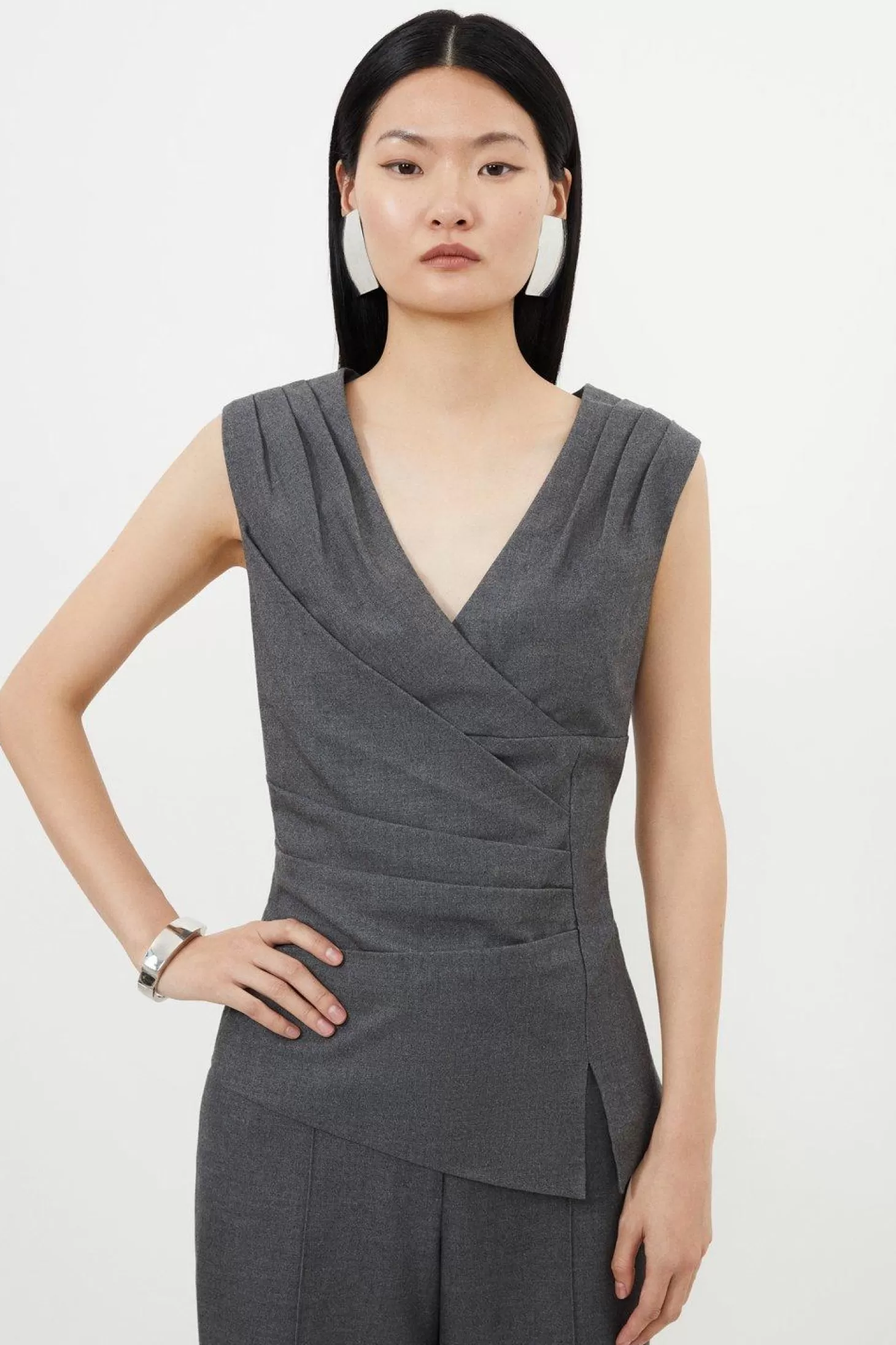 Karen Millen Woven Wool Mix Top