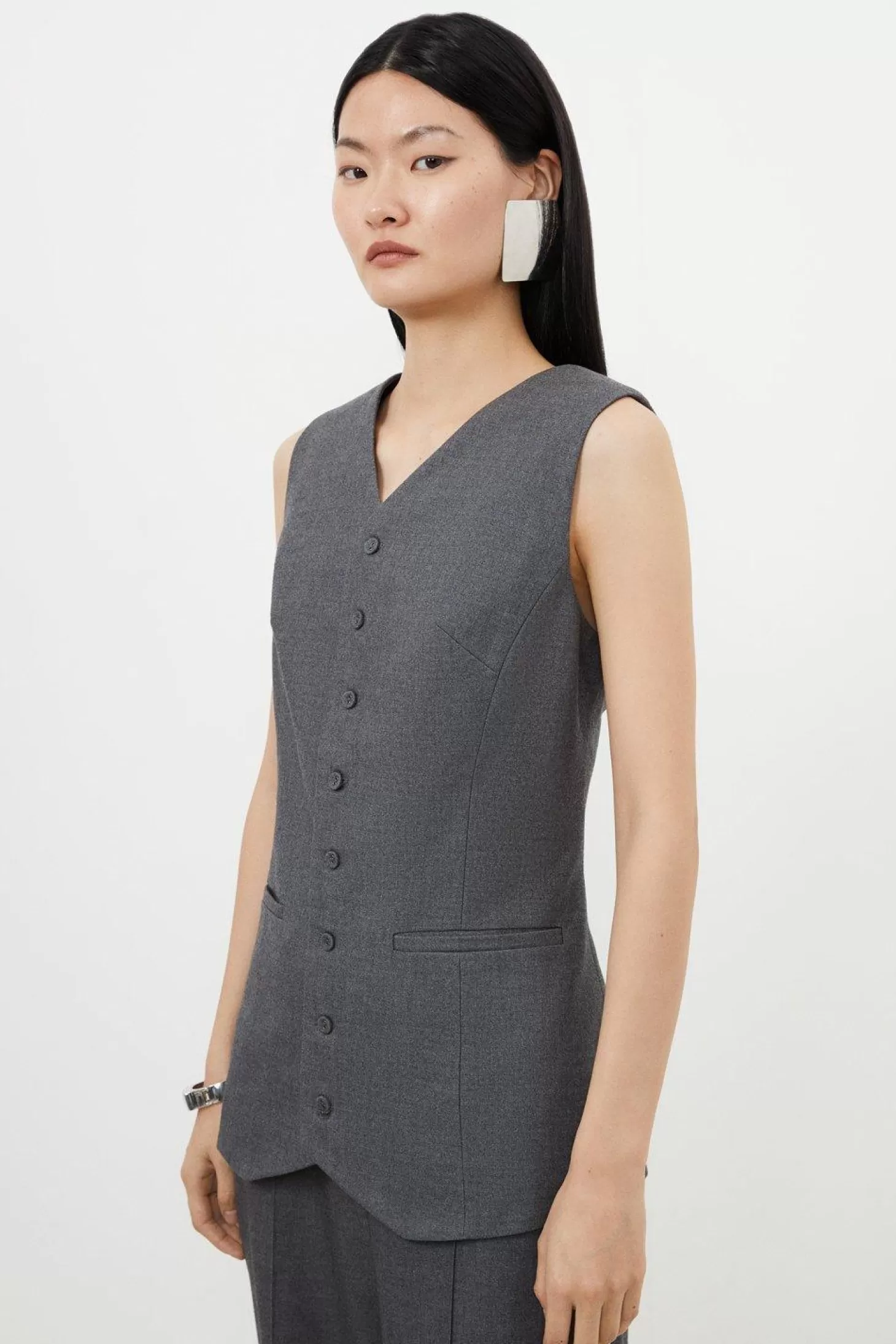 Karen Millen Woven Wool Mix Vest