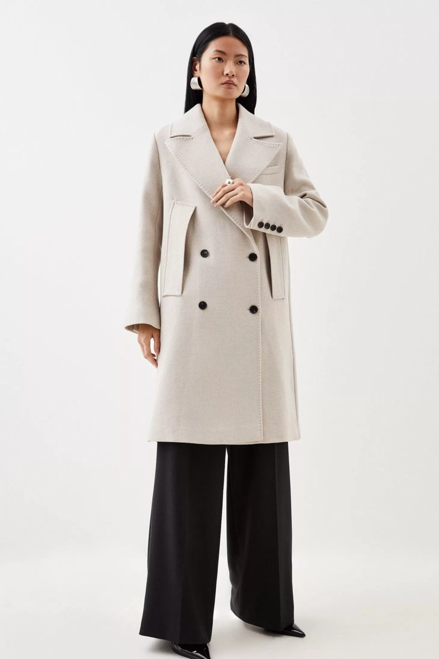 Karen Millen Italian Manteco Wool Cape Over Coat