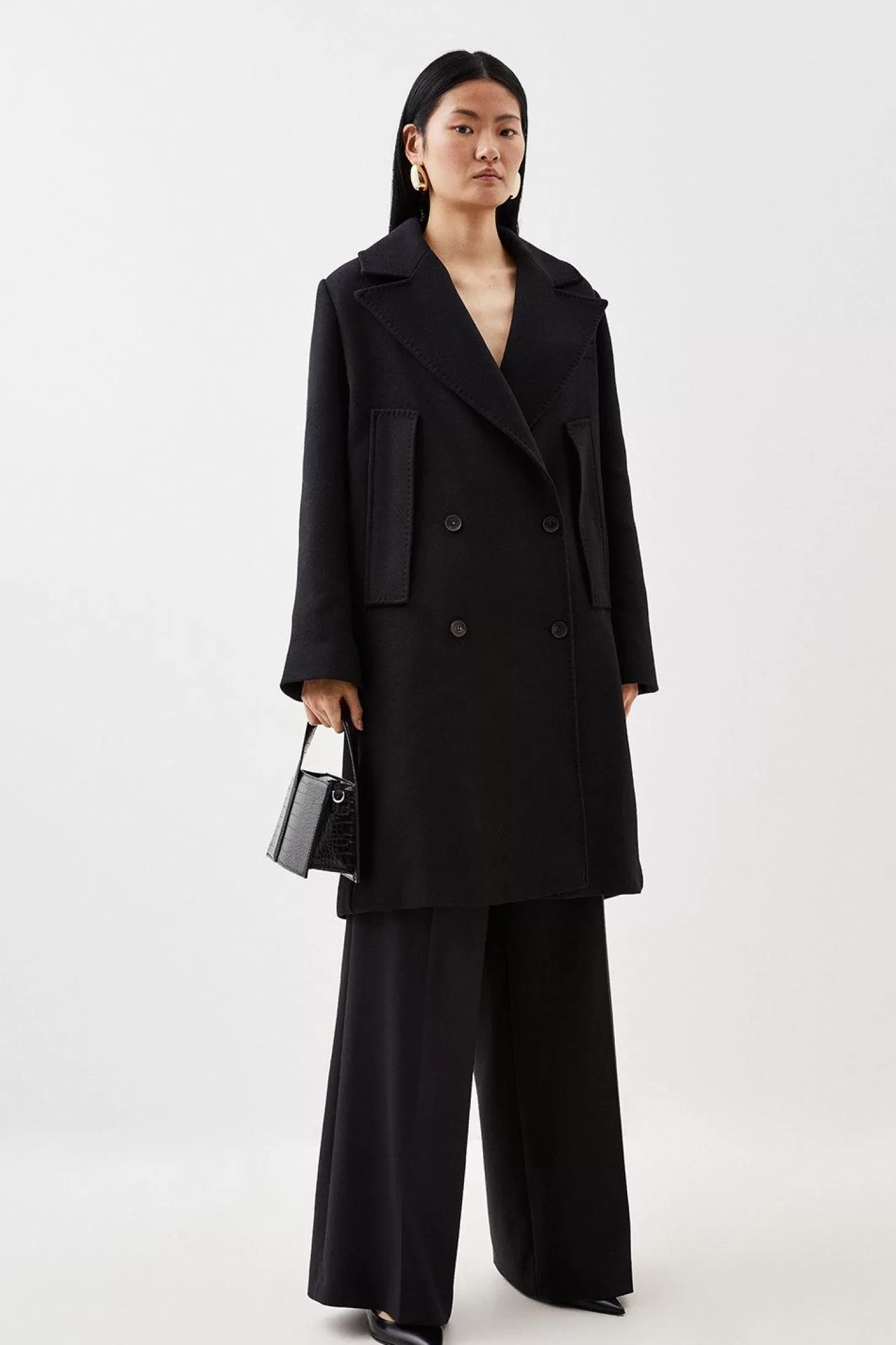 Karen Millen Italian Manteco Wool Cape Over Coat