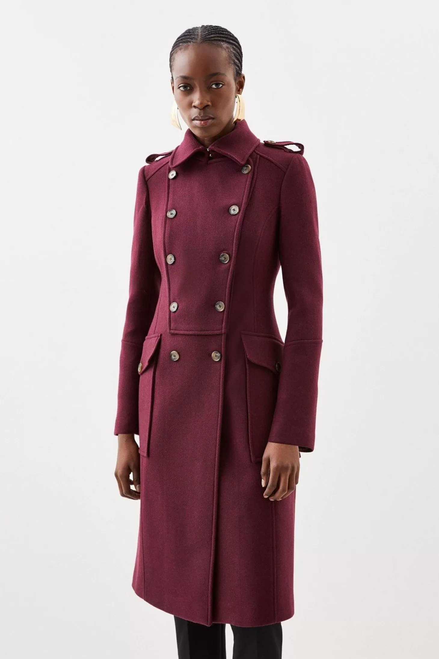 Karen Millen Italian Manteco Wool Military Coat