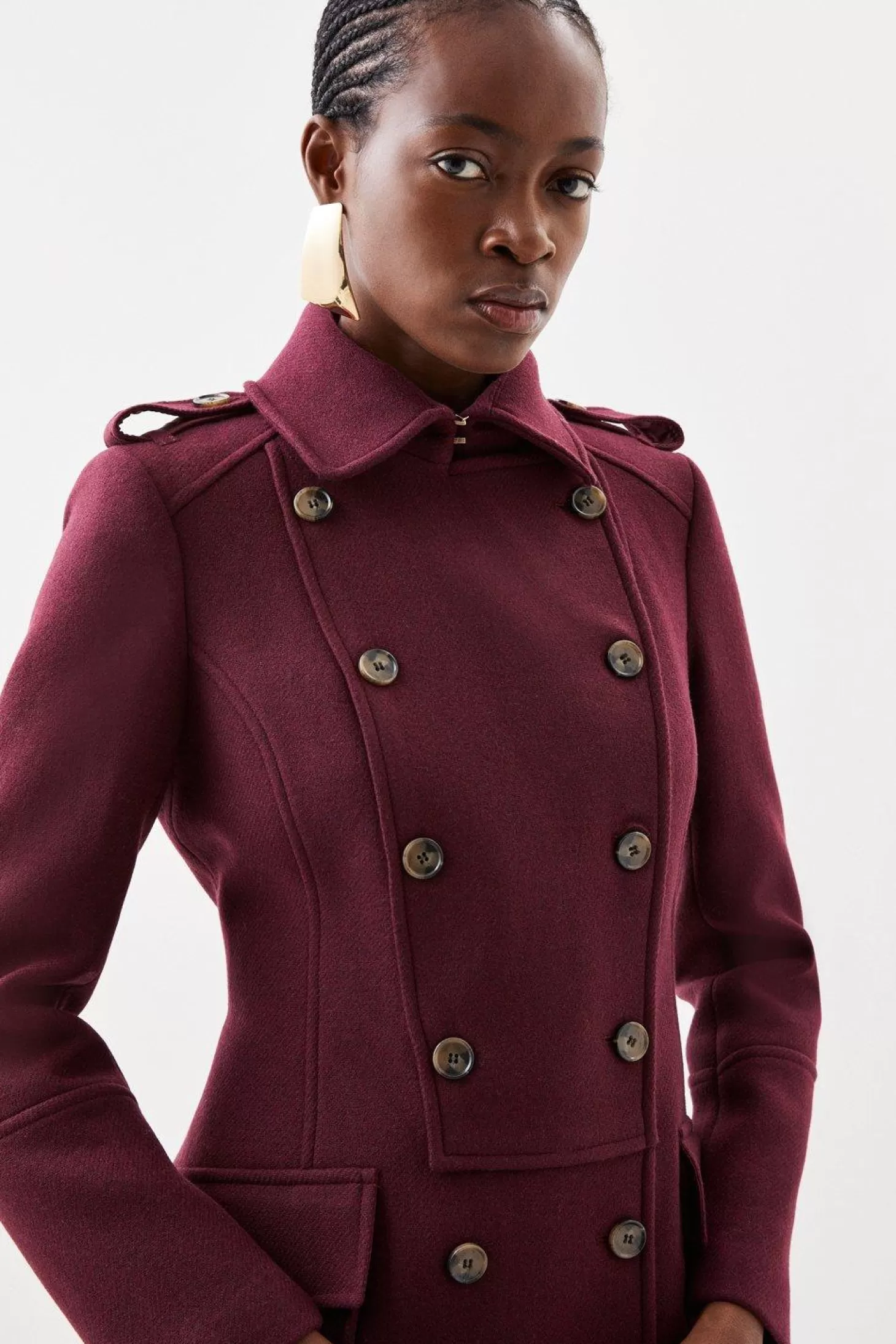 Karen Millen Italian Manteco Wool Military Coat