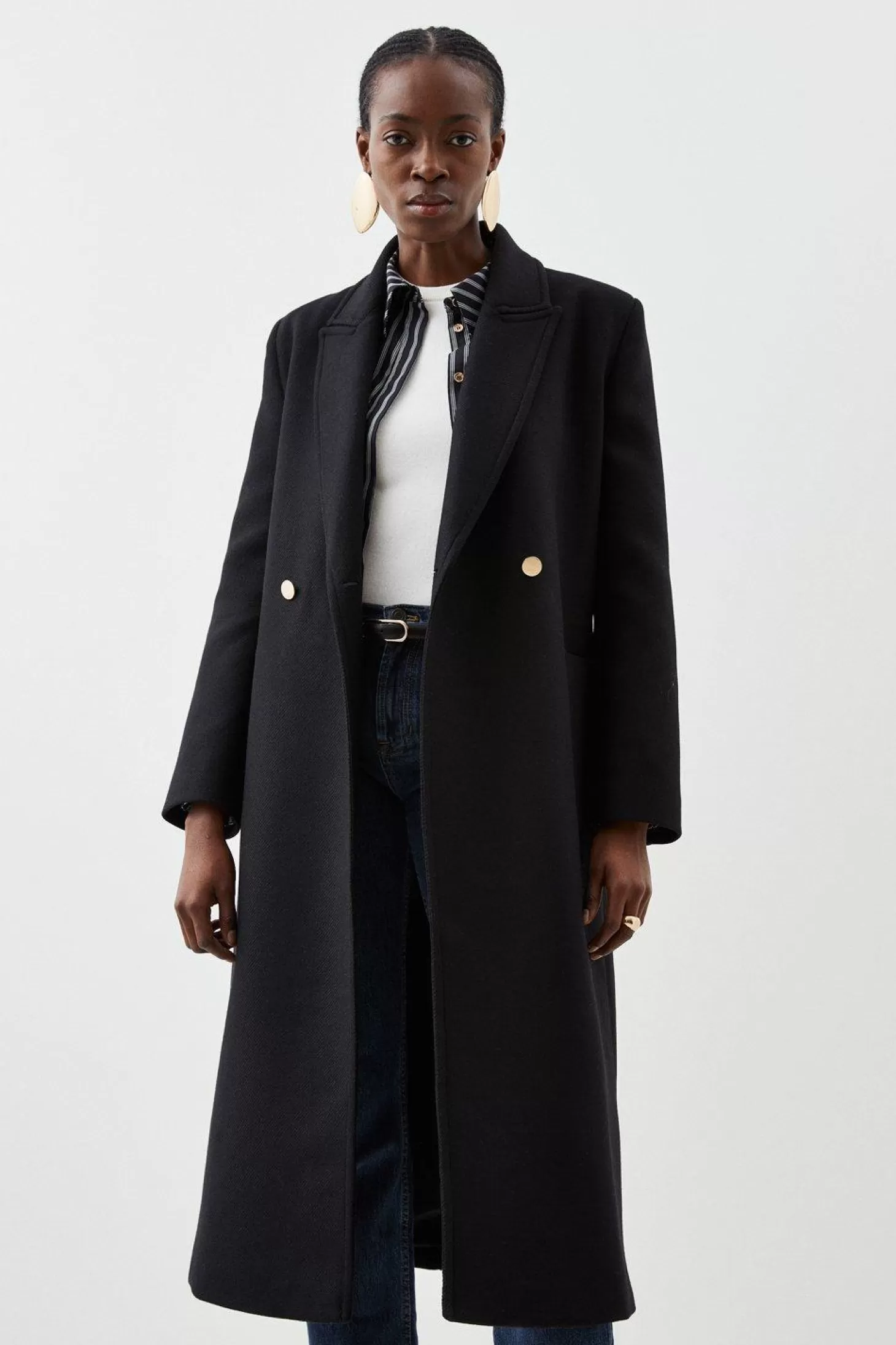 Karen Millen Italian Manteco Wool Mix Belted Midi Wrap Coat