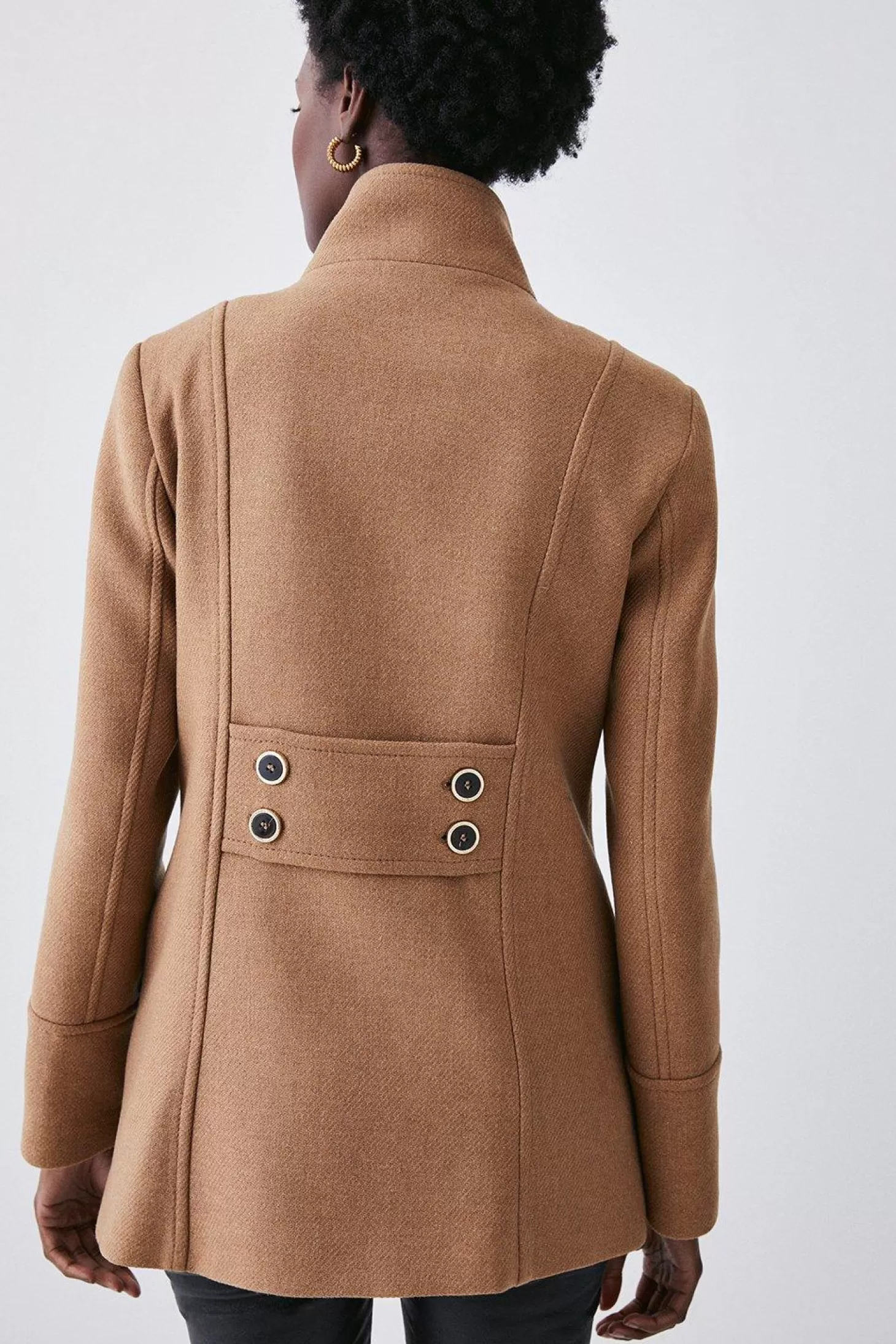 Karen Millen Italian Manteco Wool Mix Double Breasted Short Formal Coat