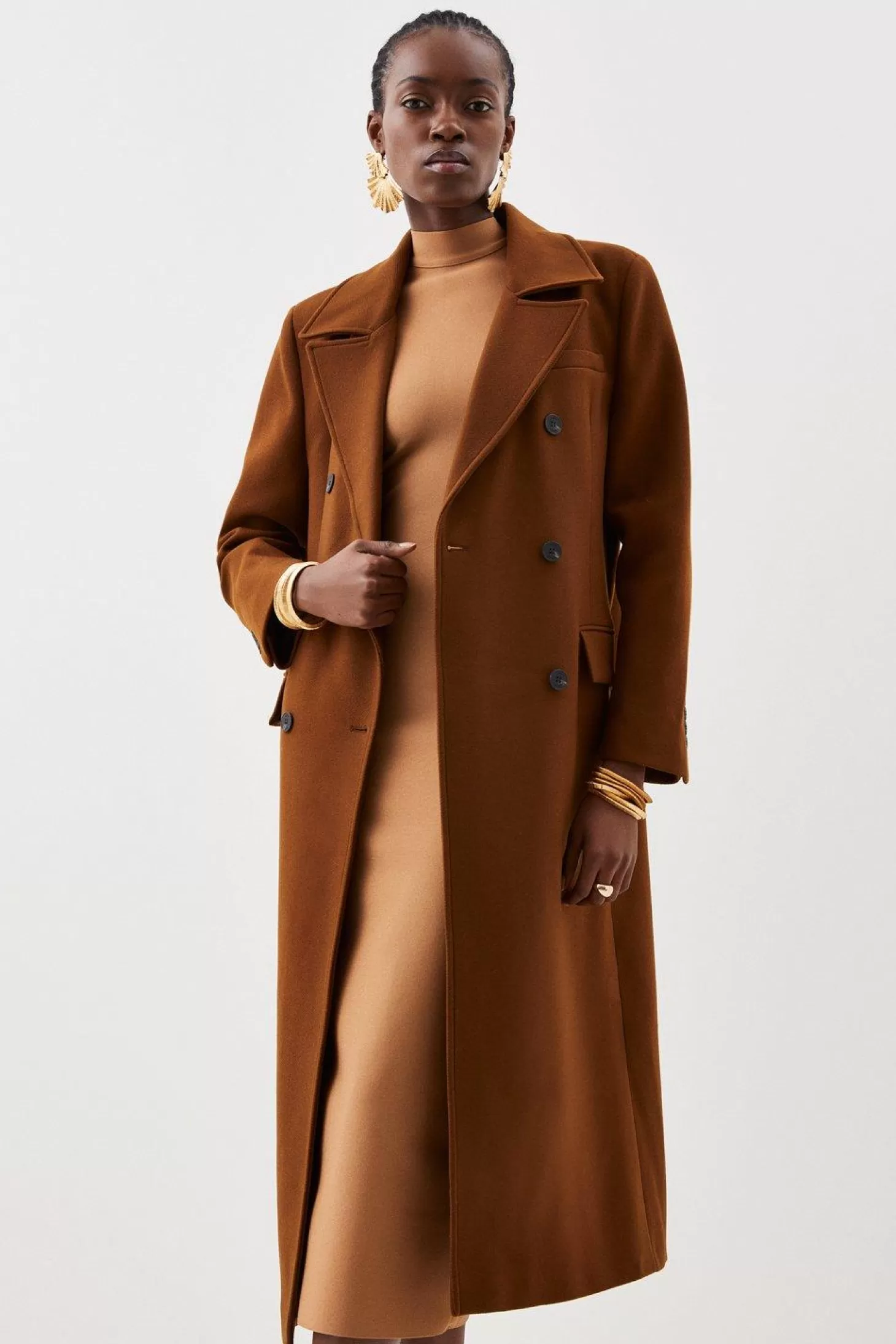 Karen Millen Italian Manteco Wool Oversized Shoulder Coat