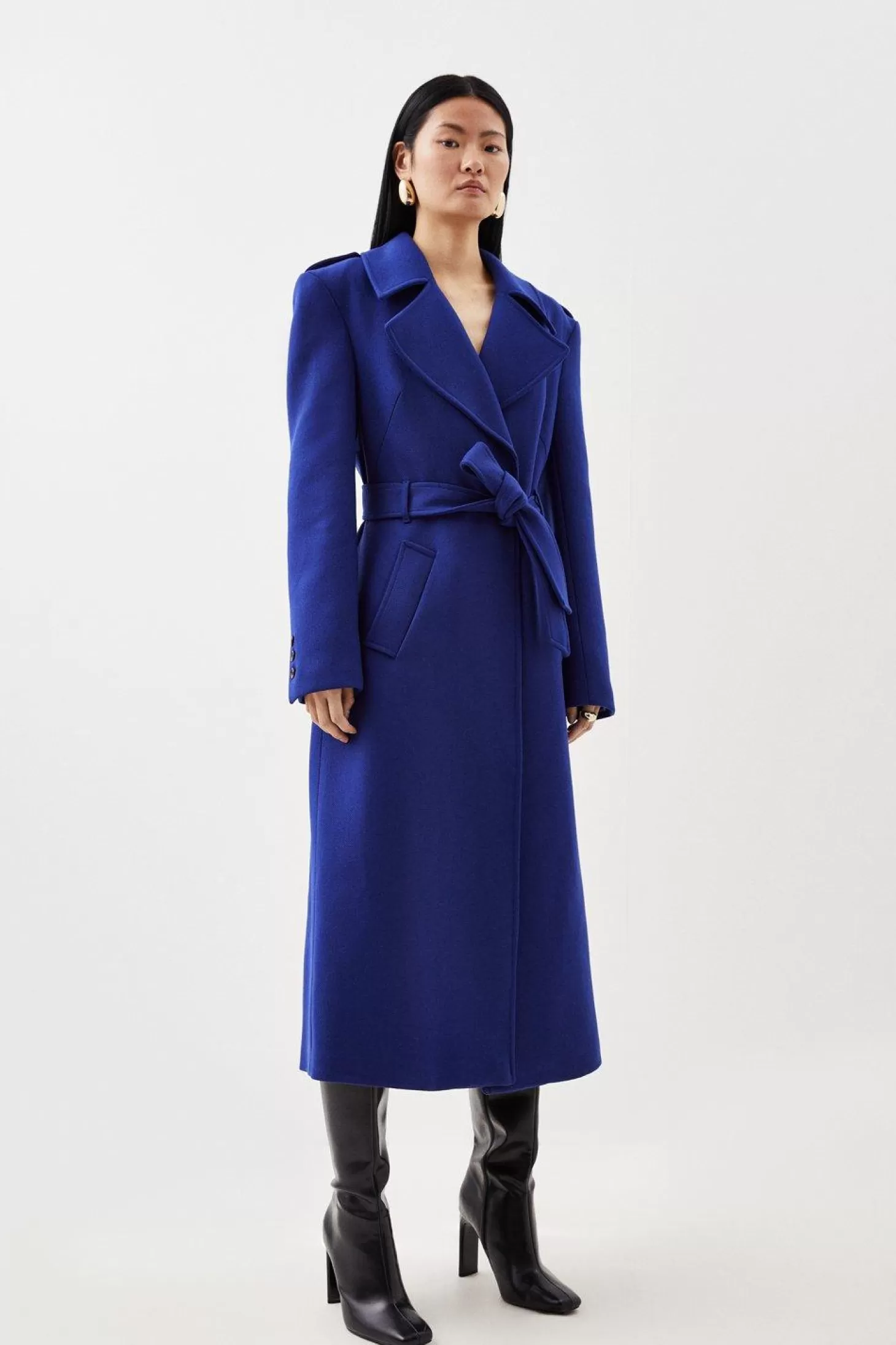 Karen Millen Italian Manteco Wool Strong Shoulder Coat