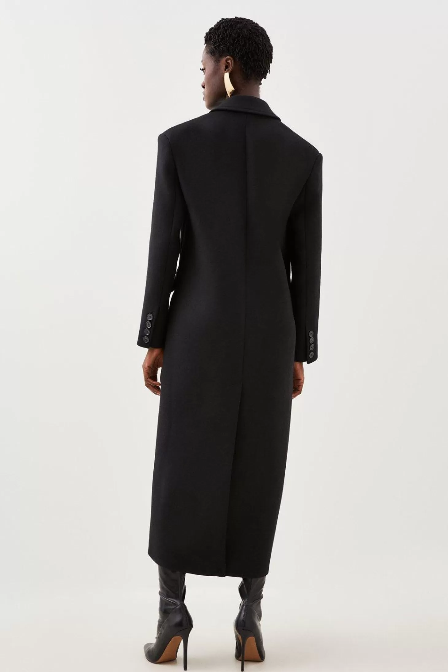 Karen Millen Italian Wool Blend Oversized Strong Shoulder Double Breasted Coat