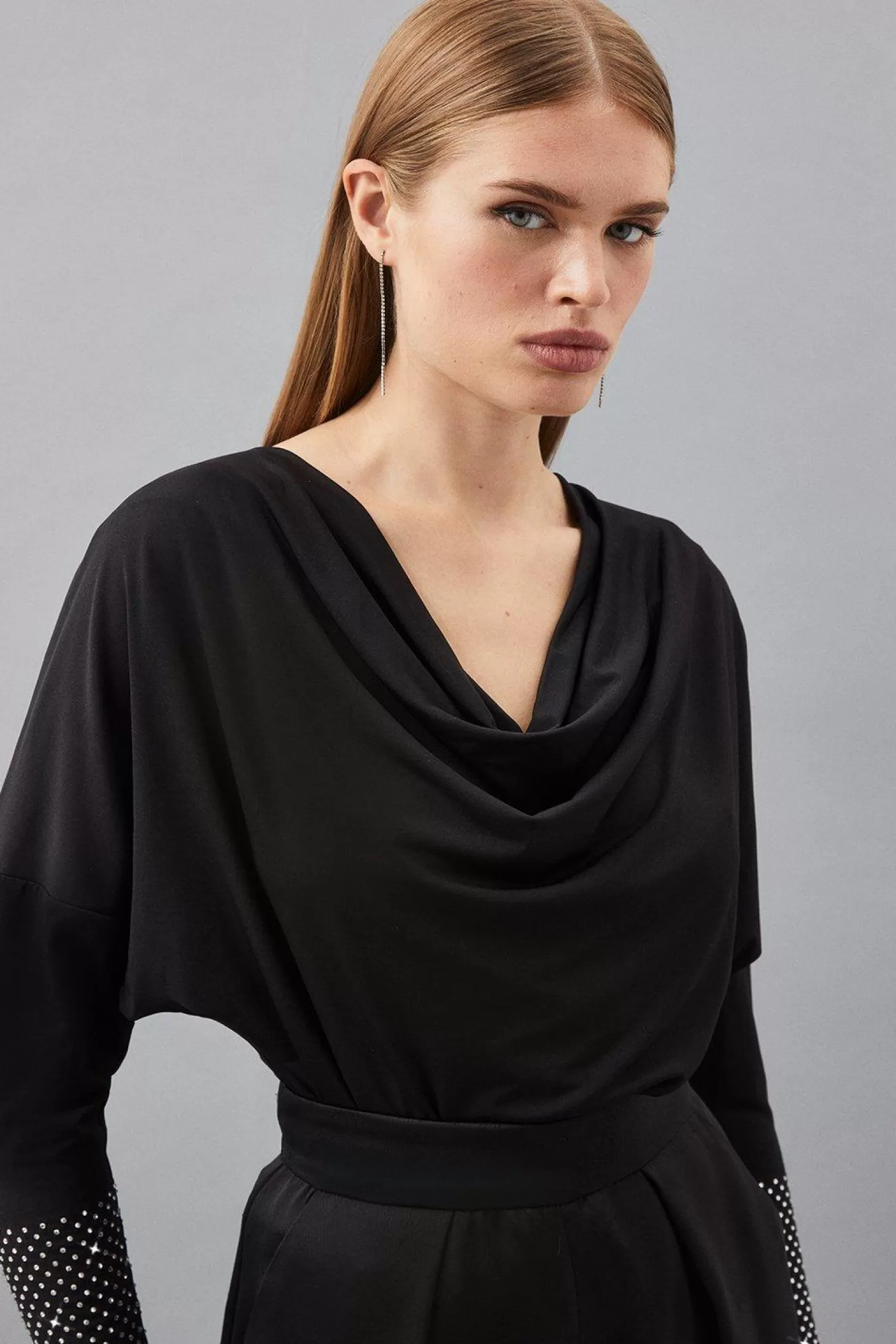 Karen Millen Jersey Crepe Embellished Top