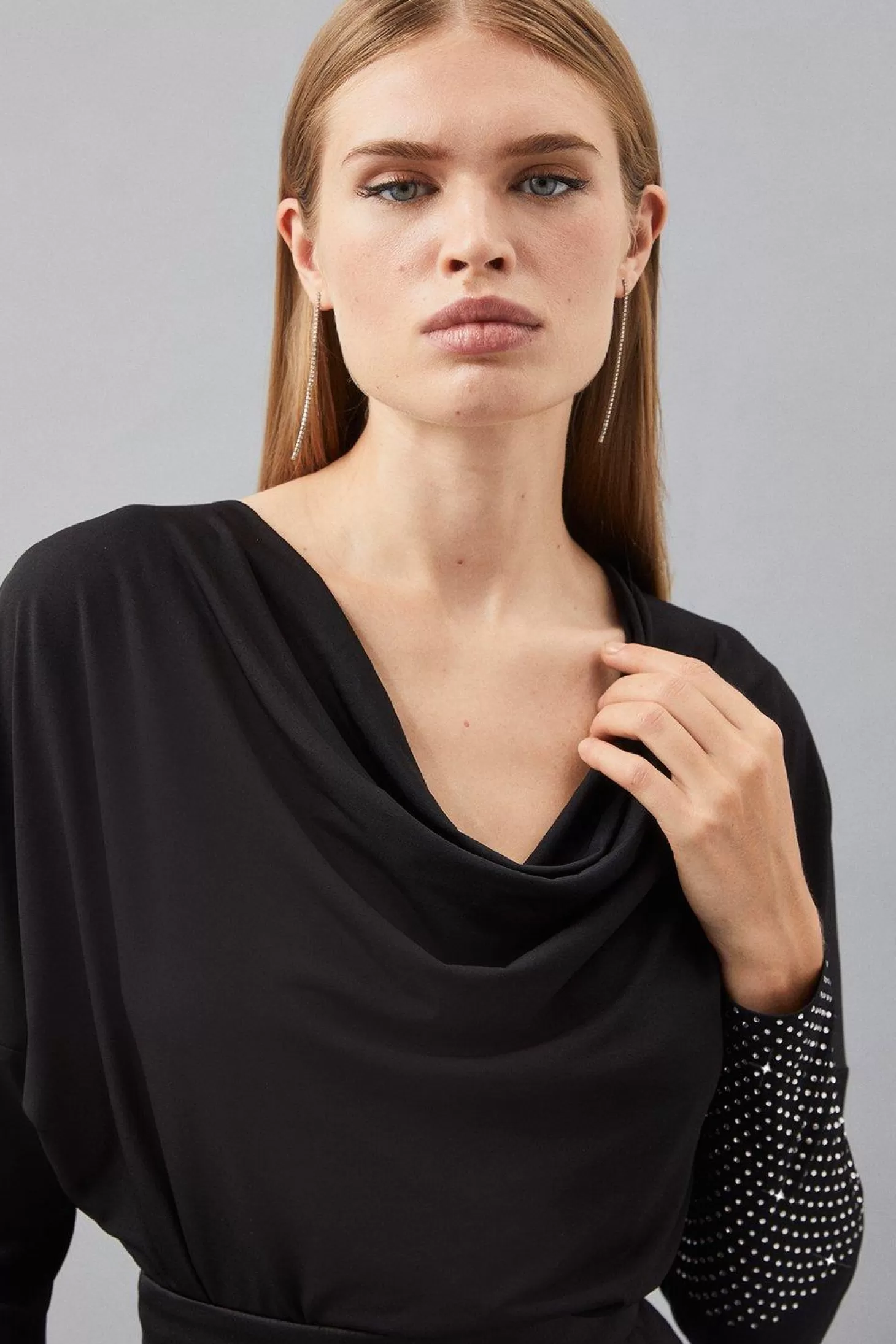 Karen Millen Jersey Crepe Embellished Top