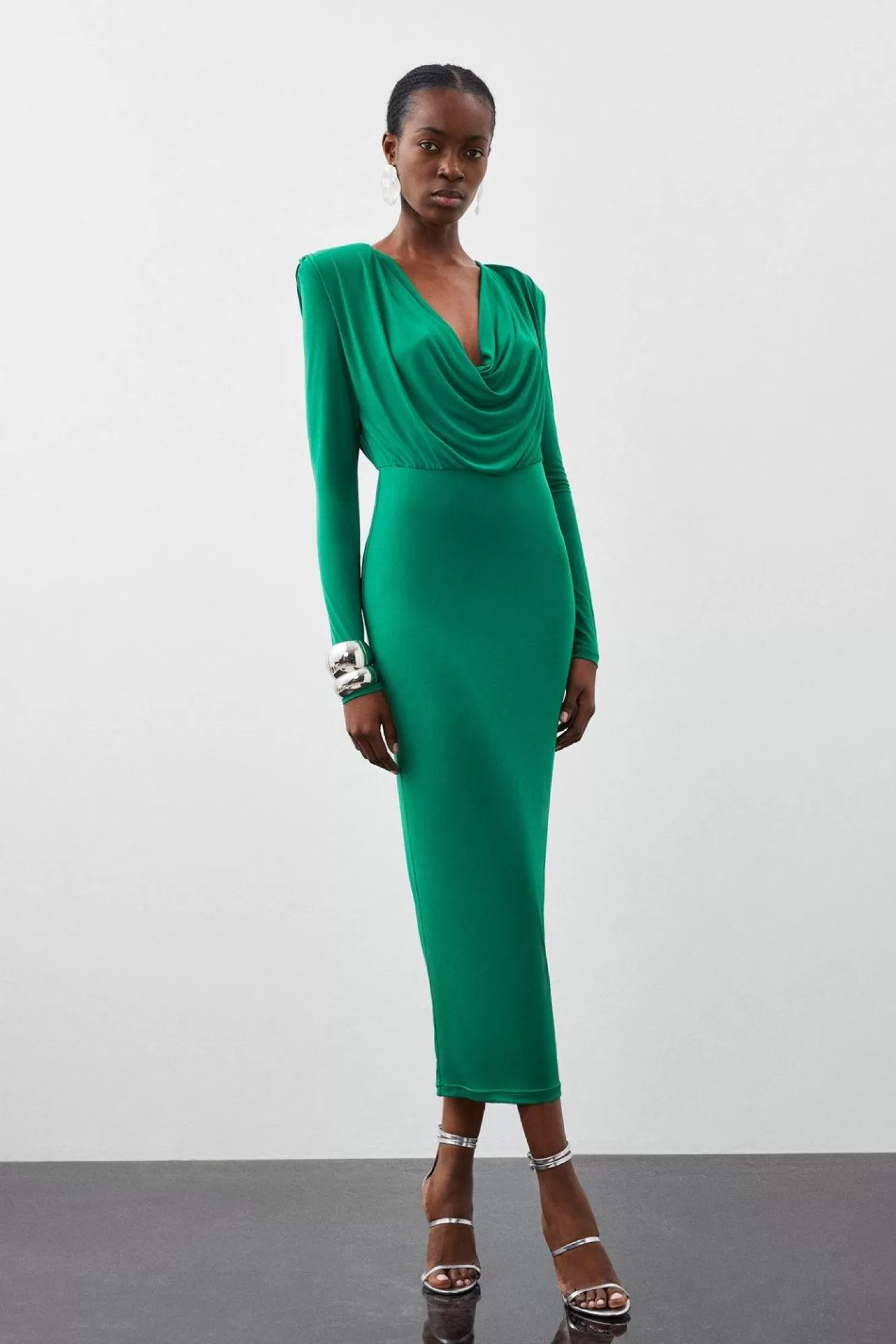 Karen Millen Jersey Crepe Midaxi Cowl Neck Dress