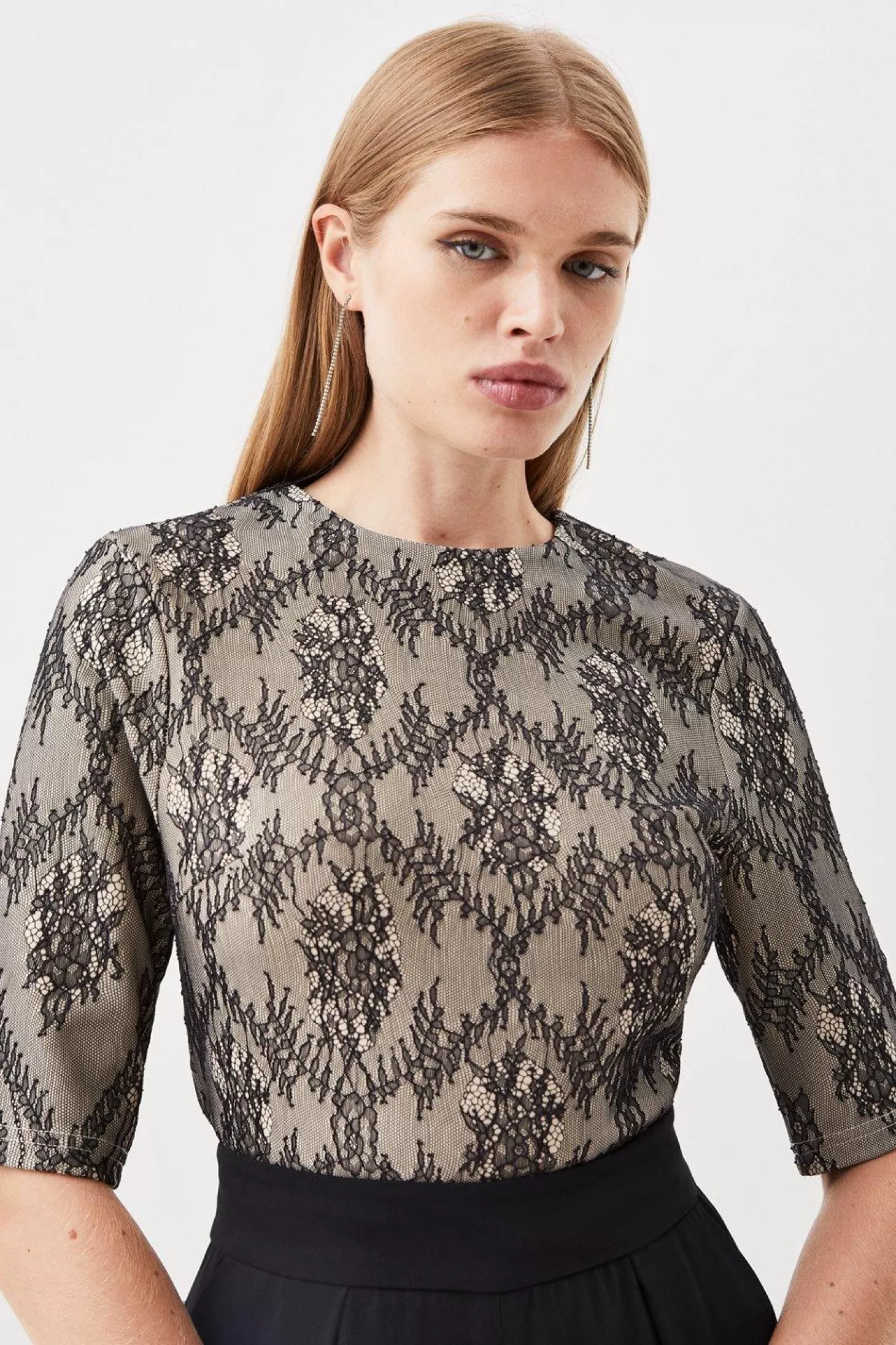 Karen Millen Jersey Lace Top