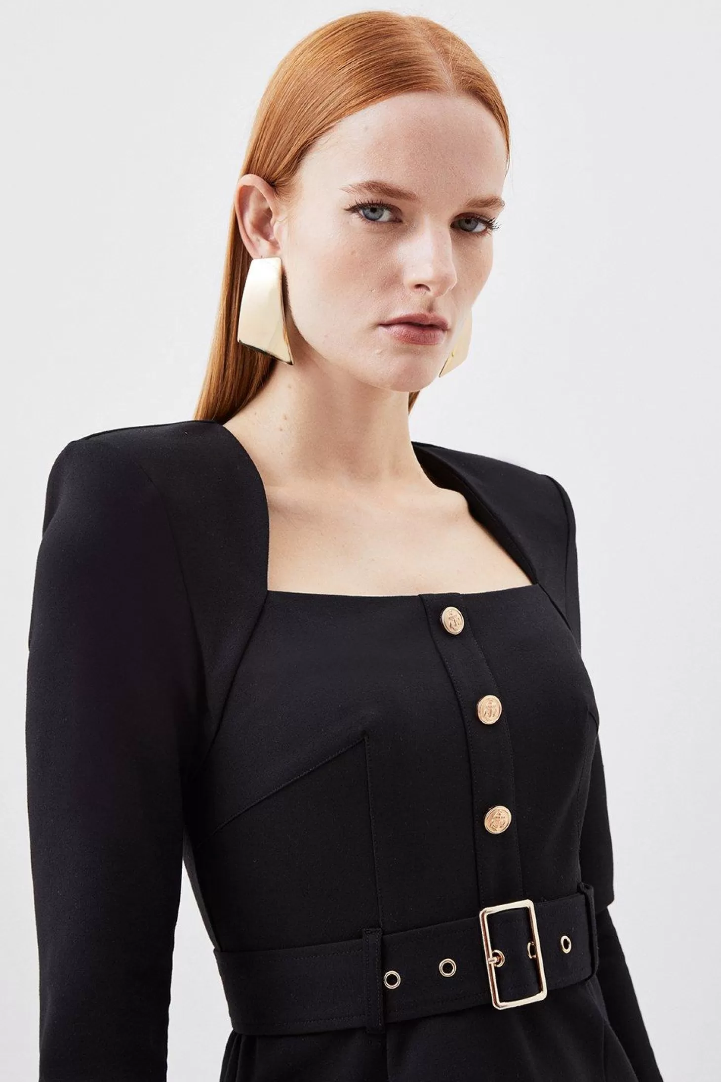 Karen Millen Jersey Ponte Hardwear Color Block Mini Dress