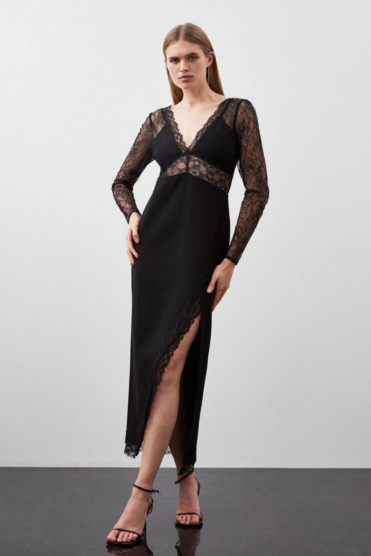 Karen Millen Lace And Ponte Jersey Maxi Dress