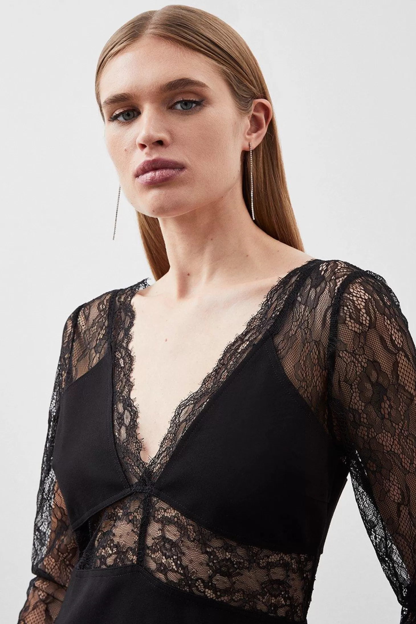 Karen Millen Lace And Ponte Jersey Maxi Dress