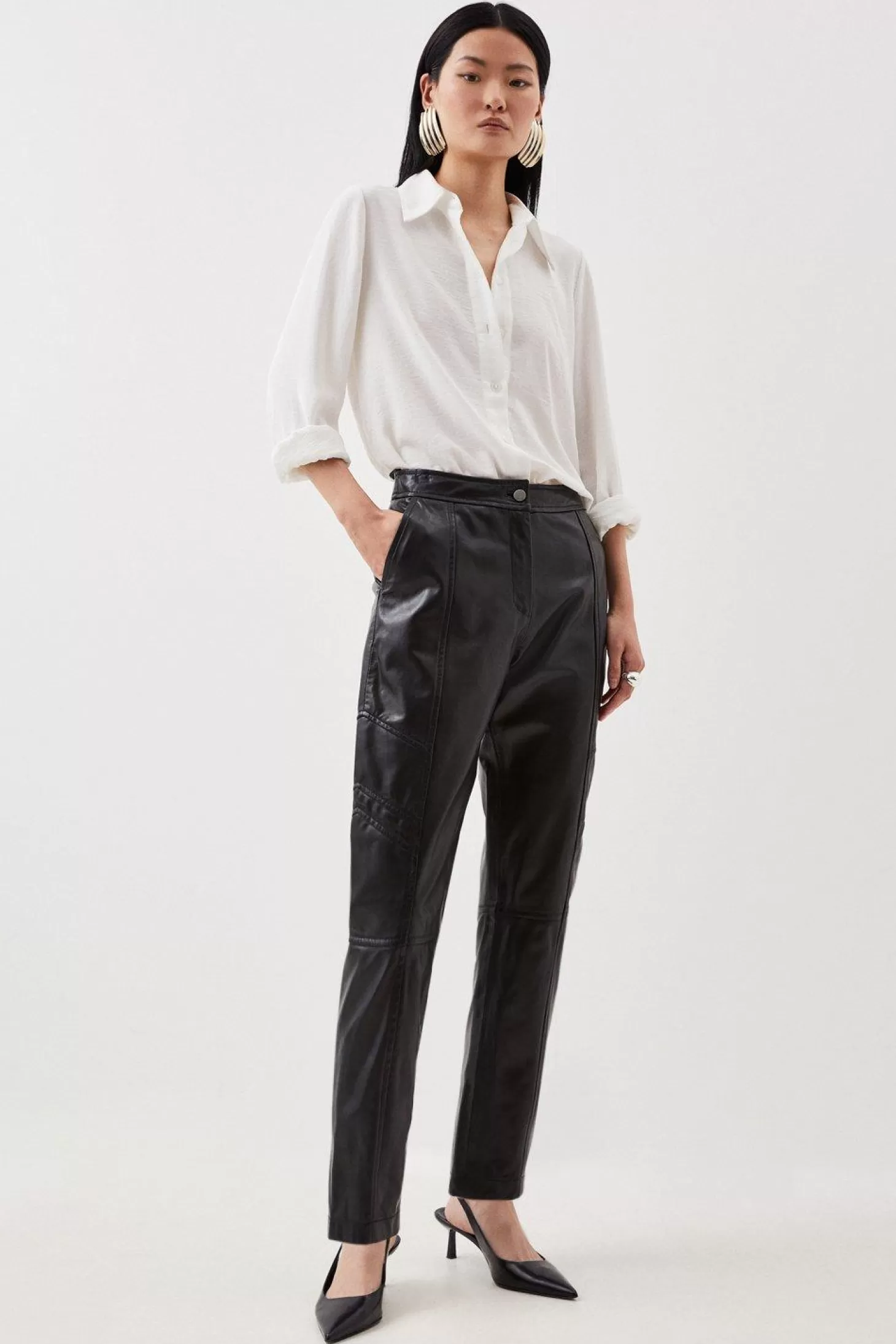 Karen Millen Leather Biker Detail Pants