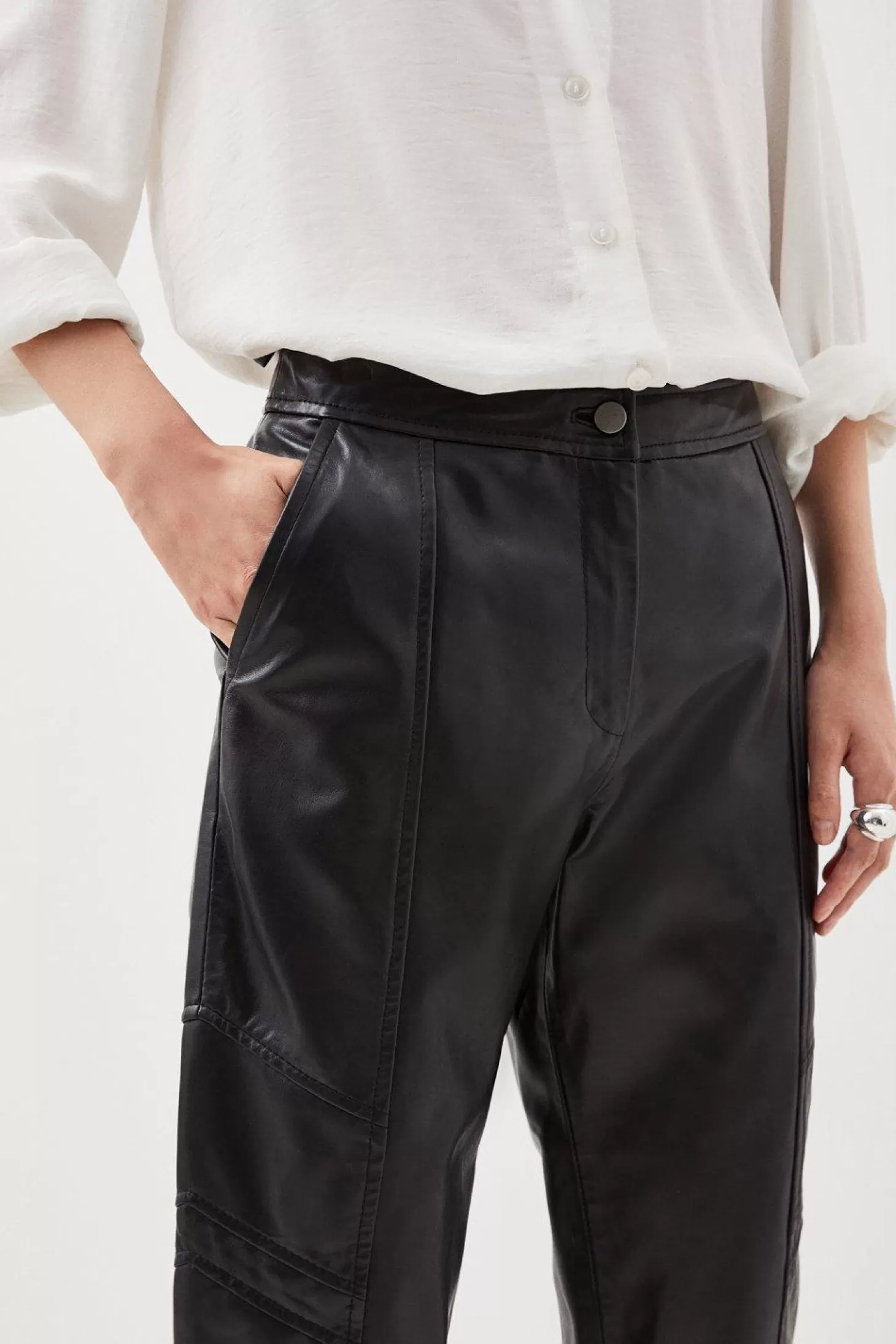 Karen Millen Leather Biker Detail Pants