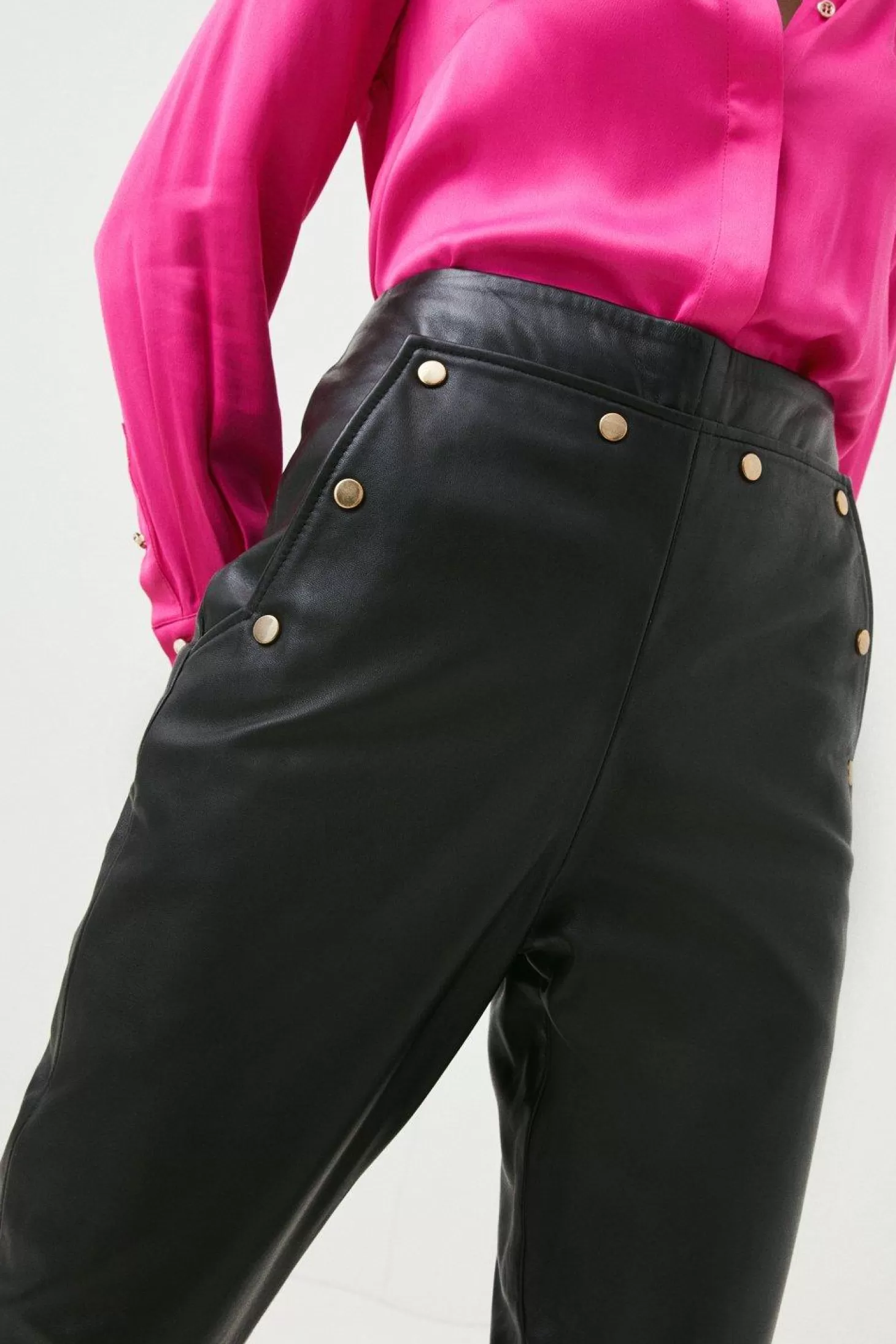 Karen Millen Leather Button Detail Pants