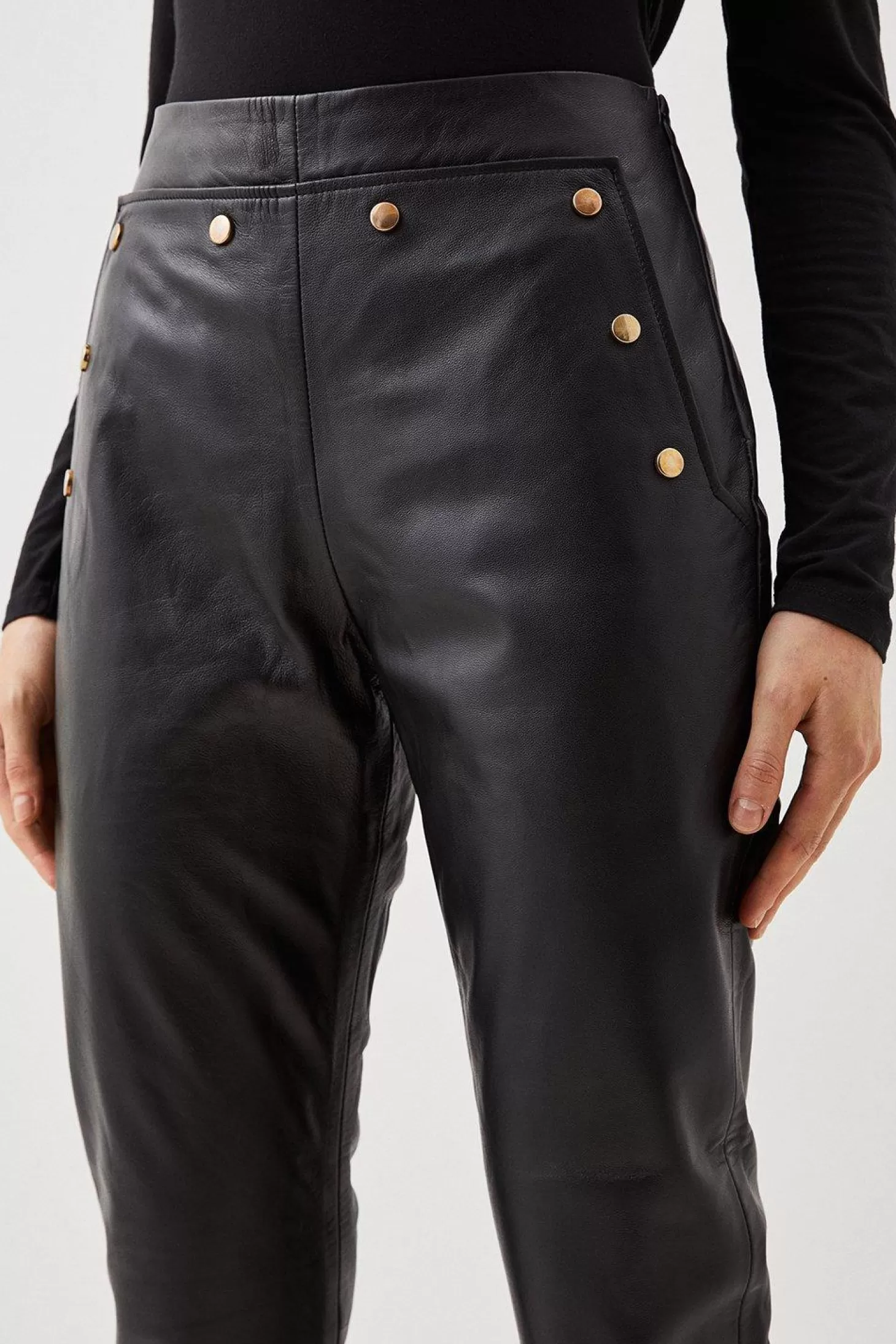 Karen Millen Leather Button Detail Pants